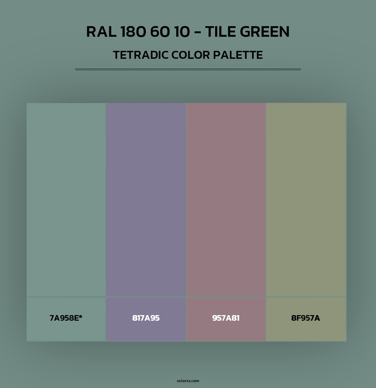 RAL 180 60 10 - Tile Green - Tetradic Color Palette
