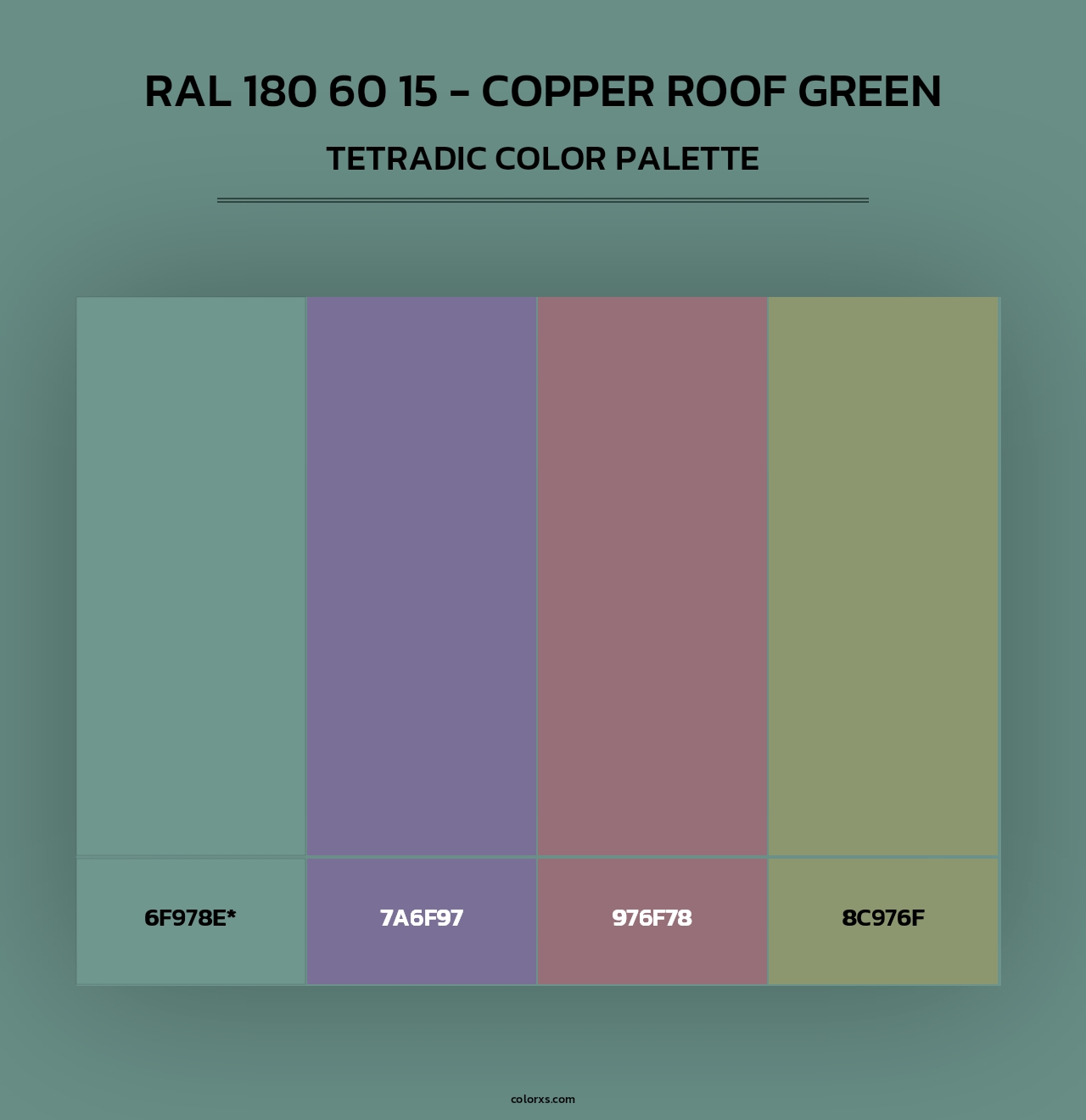 RAL 180 60 15 - Copper Roof Green - Tetradic Color Palette