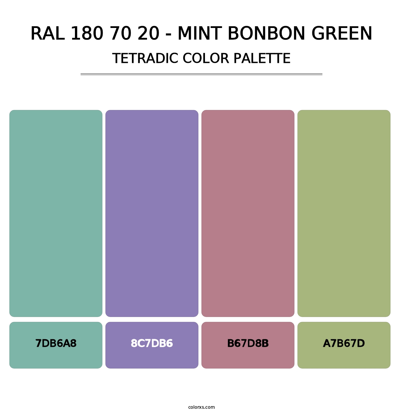 RAL 180 70 20 - Mint Bonbon Green - Tetradic Color Palette