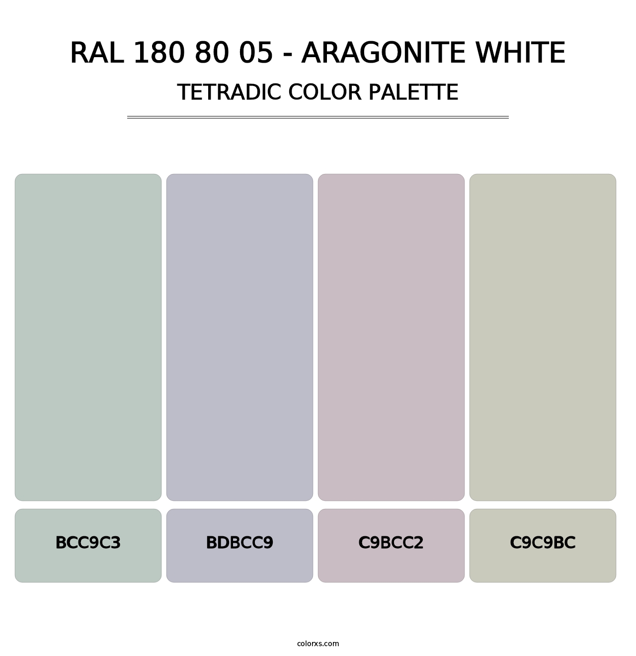RAL 180 80 05 - Aragonite White - Tetradic Color Palette