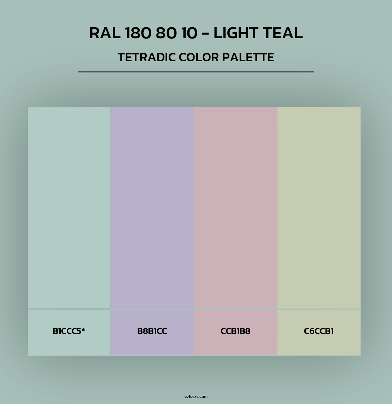 RAL 180 80 10 - Light Teal - Tetradic Color Palette