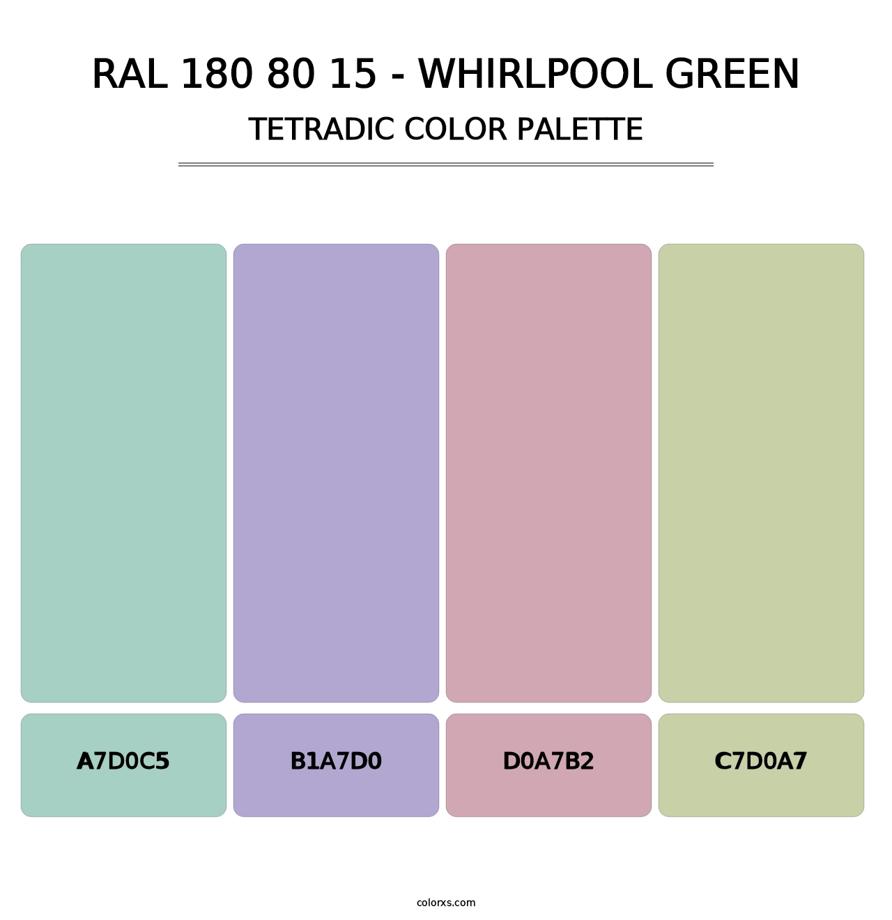 RAL 180 80 15 - Whirlpool Green - Tetradic Color Palette