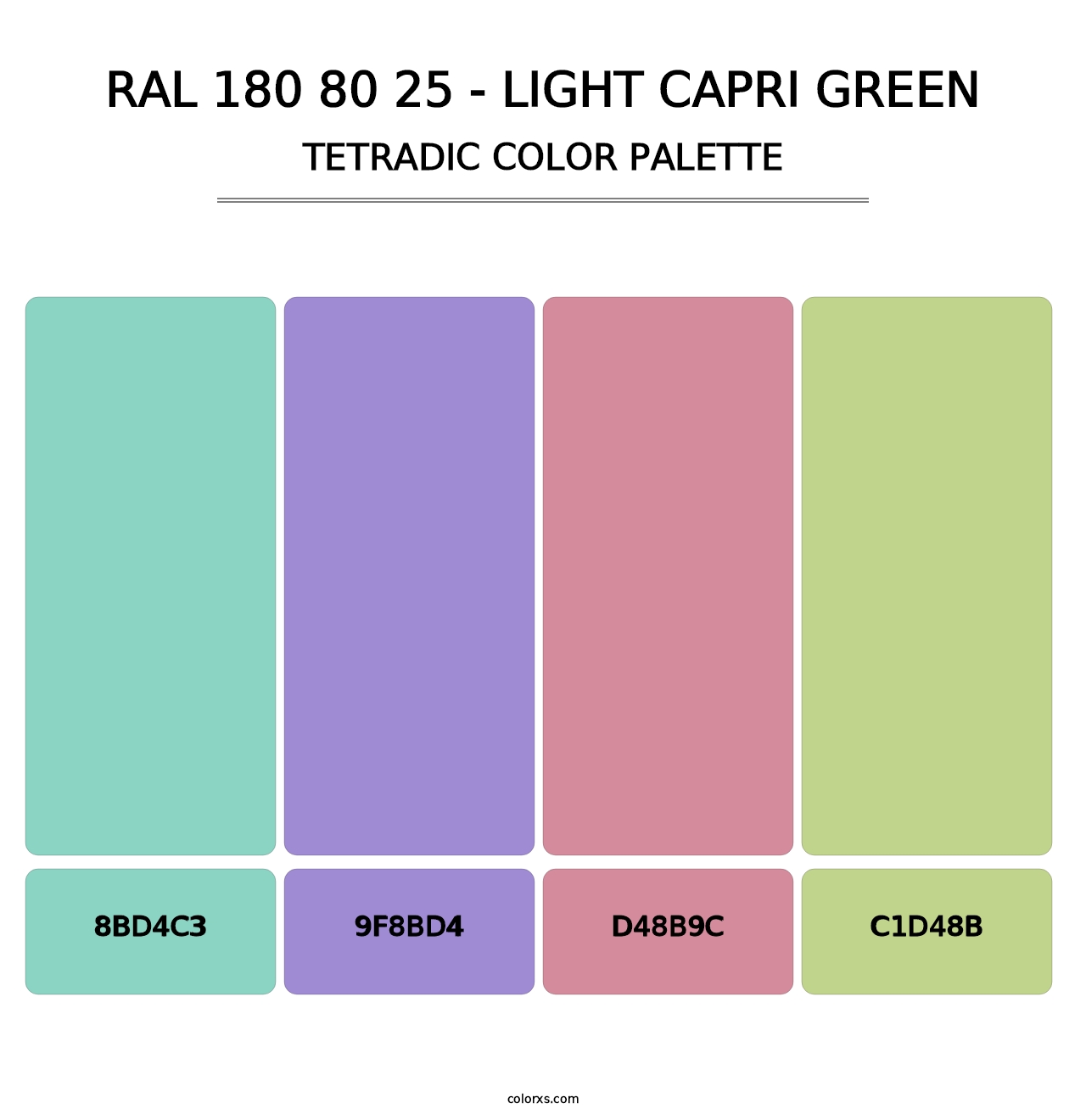 RAL 180 80 25 - Light Capri Green - Tetradic Color Palette