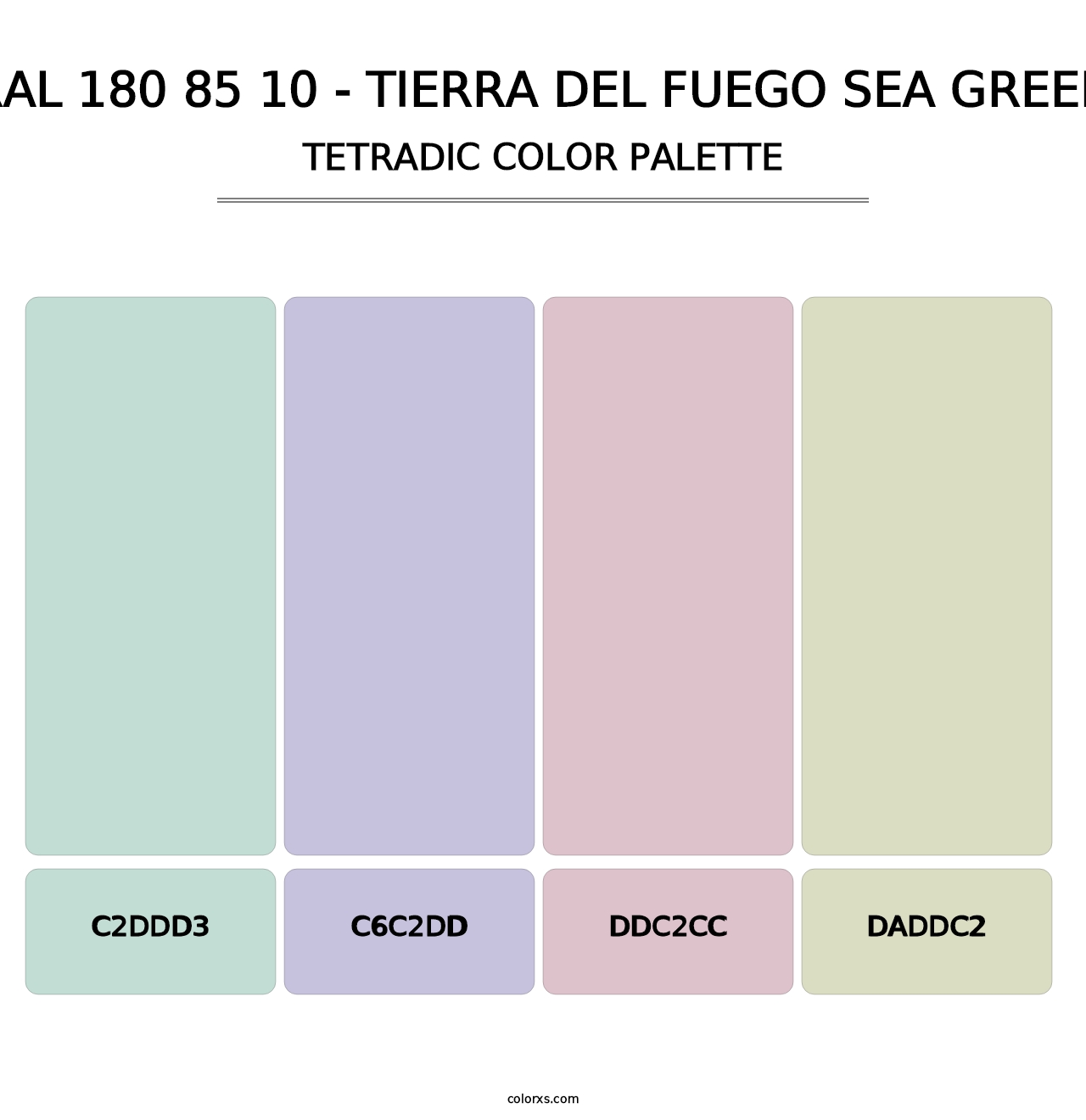RAL 180 85 10 - Tierra Del Fuego Sea Green - Tetradic Color Palette