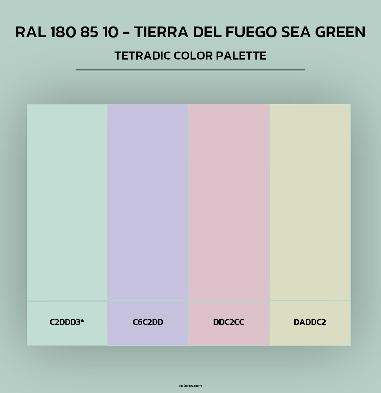 RAL 180 85 10 - Tierra Del Fuego Sea Green - Tetradic Color Palette