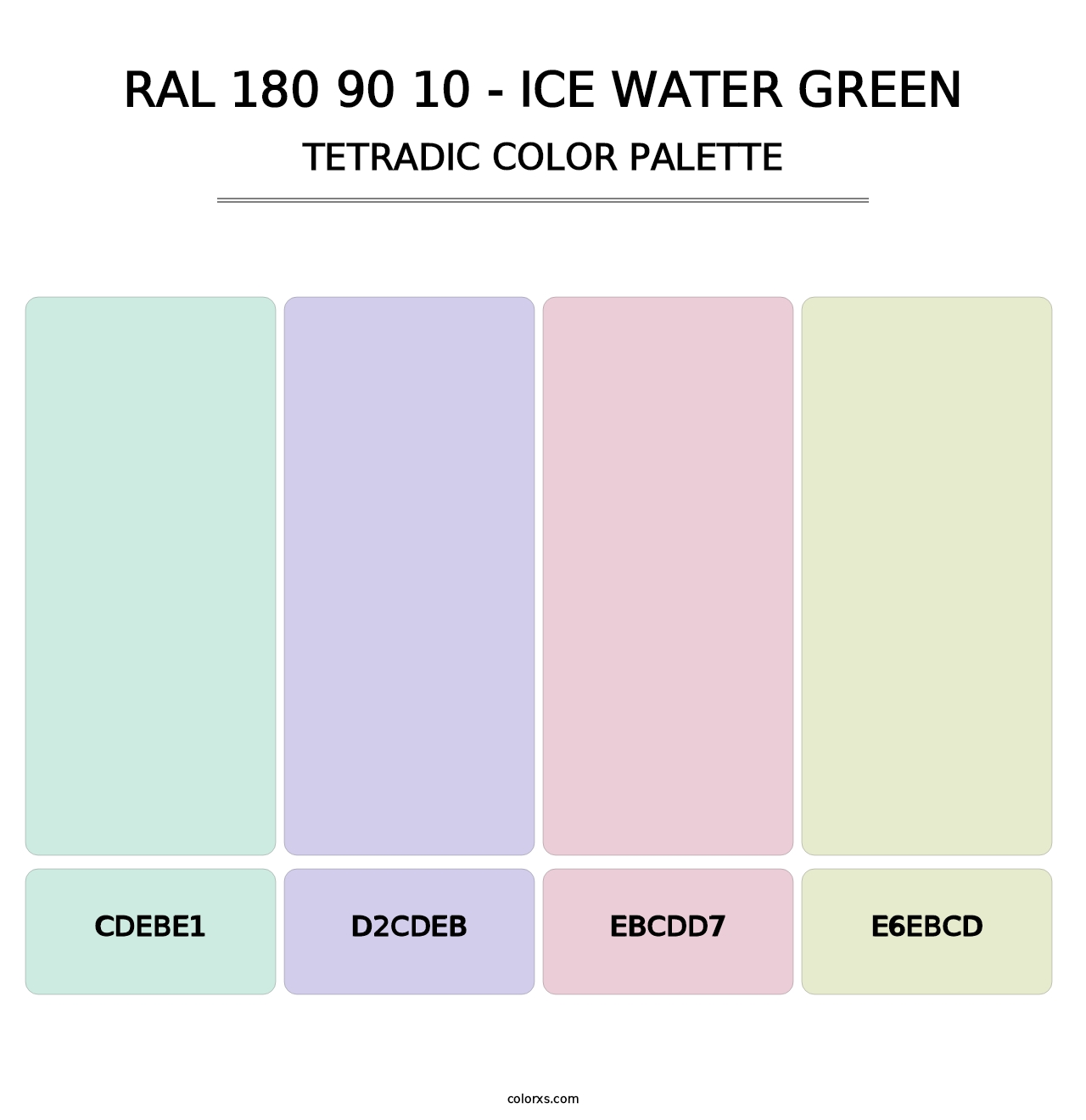 RAL 180 90 10 - Ice Water Green - Tetradic Color Palette