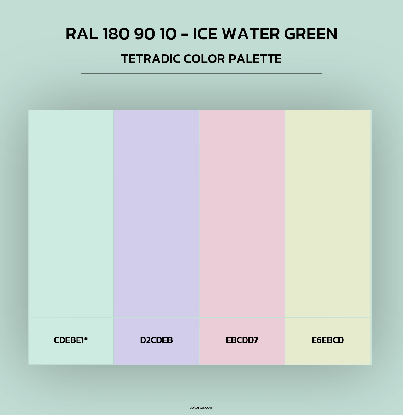 RAL 180 90 10 - Ice Water Green - Tetradic Color Palette