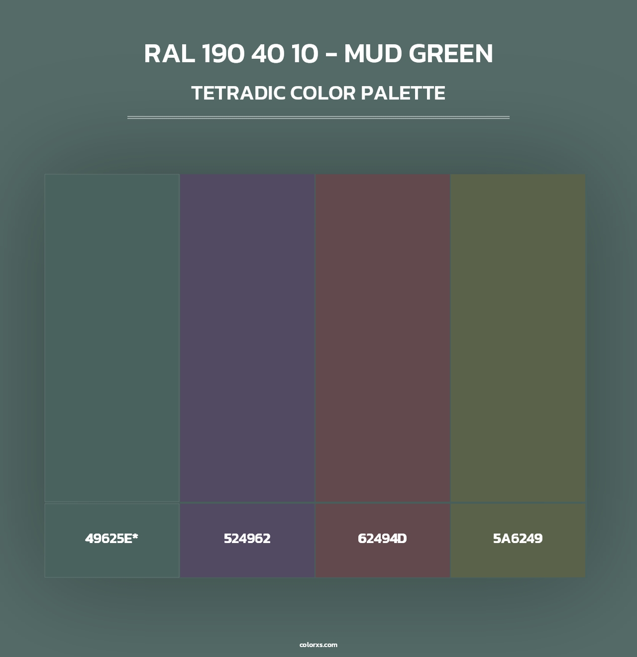 RAL 190 40 10 - Mud Green - Tetradic Color Palette