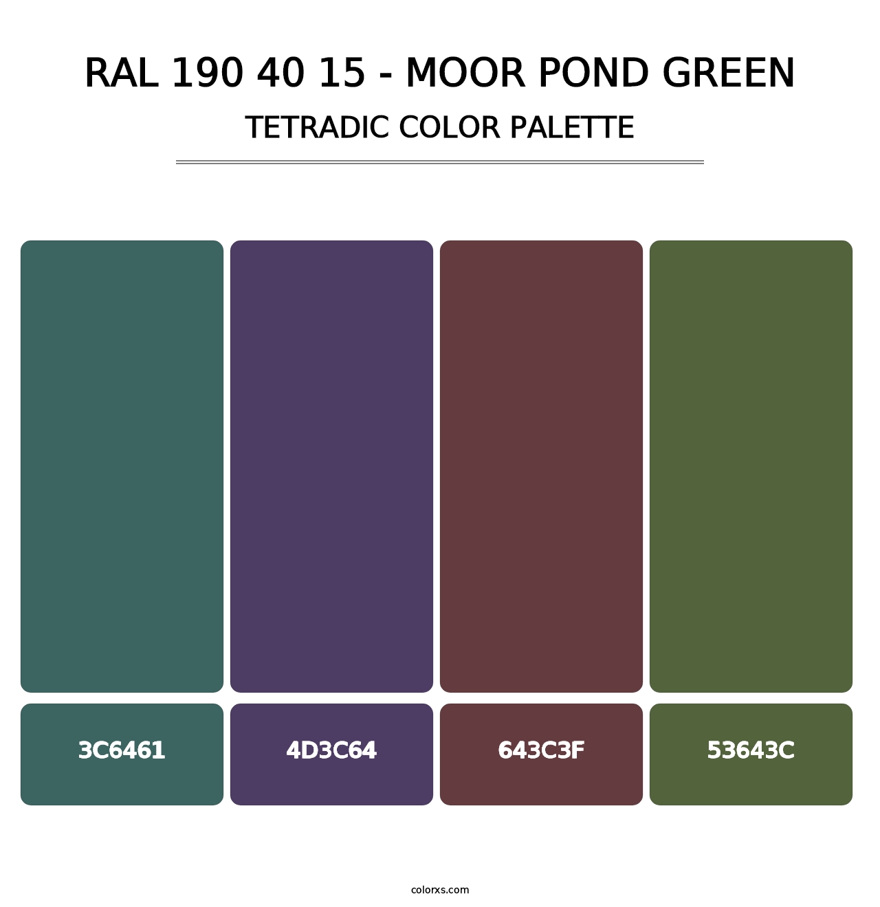 RAL 190 40 15 - Moor Pond Green - Tetradic Color Palette