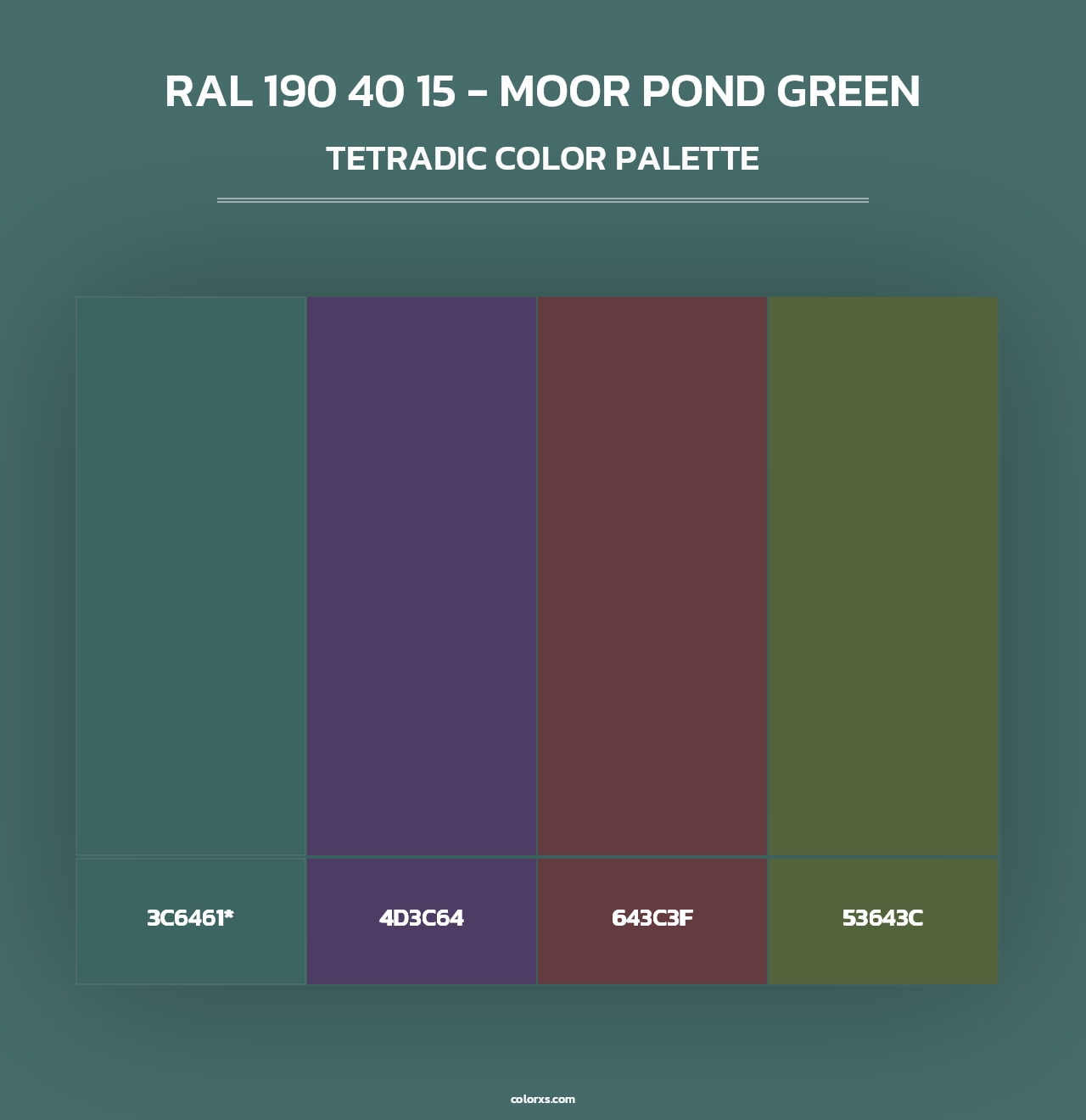 RAL 190 40 15 - Moor Pond Green - Tetradic Color Palette