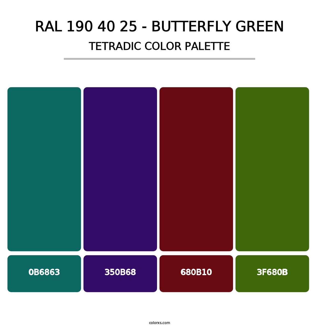 RAL 190 40 25 - Butterfly Green - Tetradic Color Palette