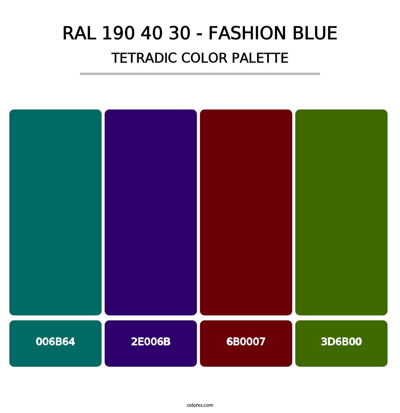RAL 190 40 30 - Fashion Blue - Tetradic Color Palette
