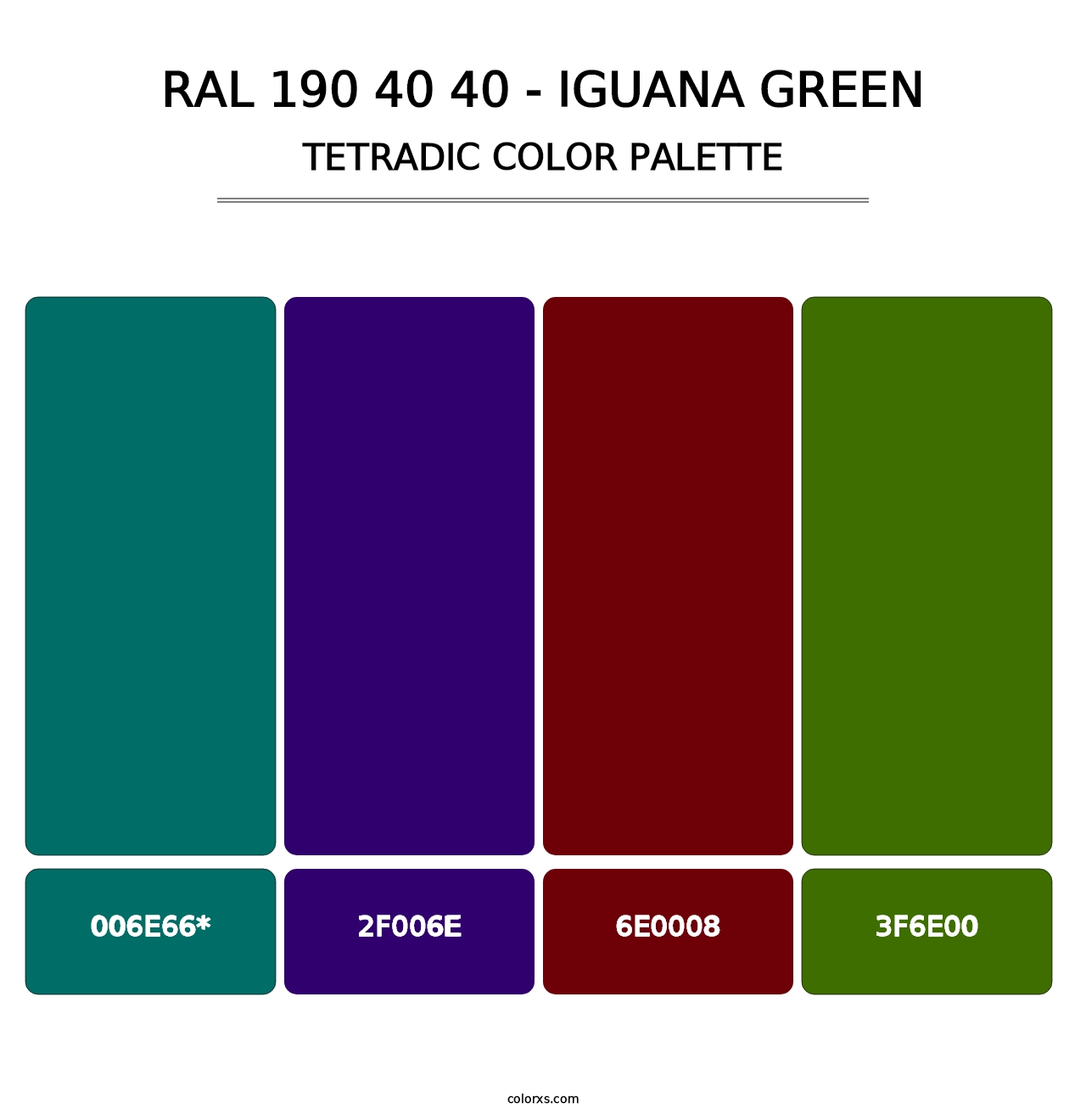 RAL 190 40 40 - Iguana Green - Tetradic Color Palette