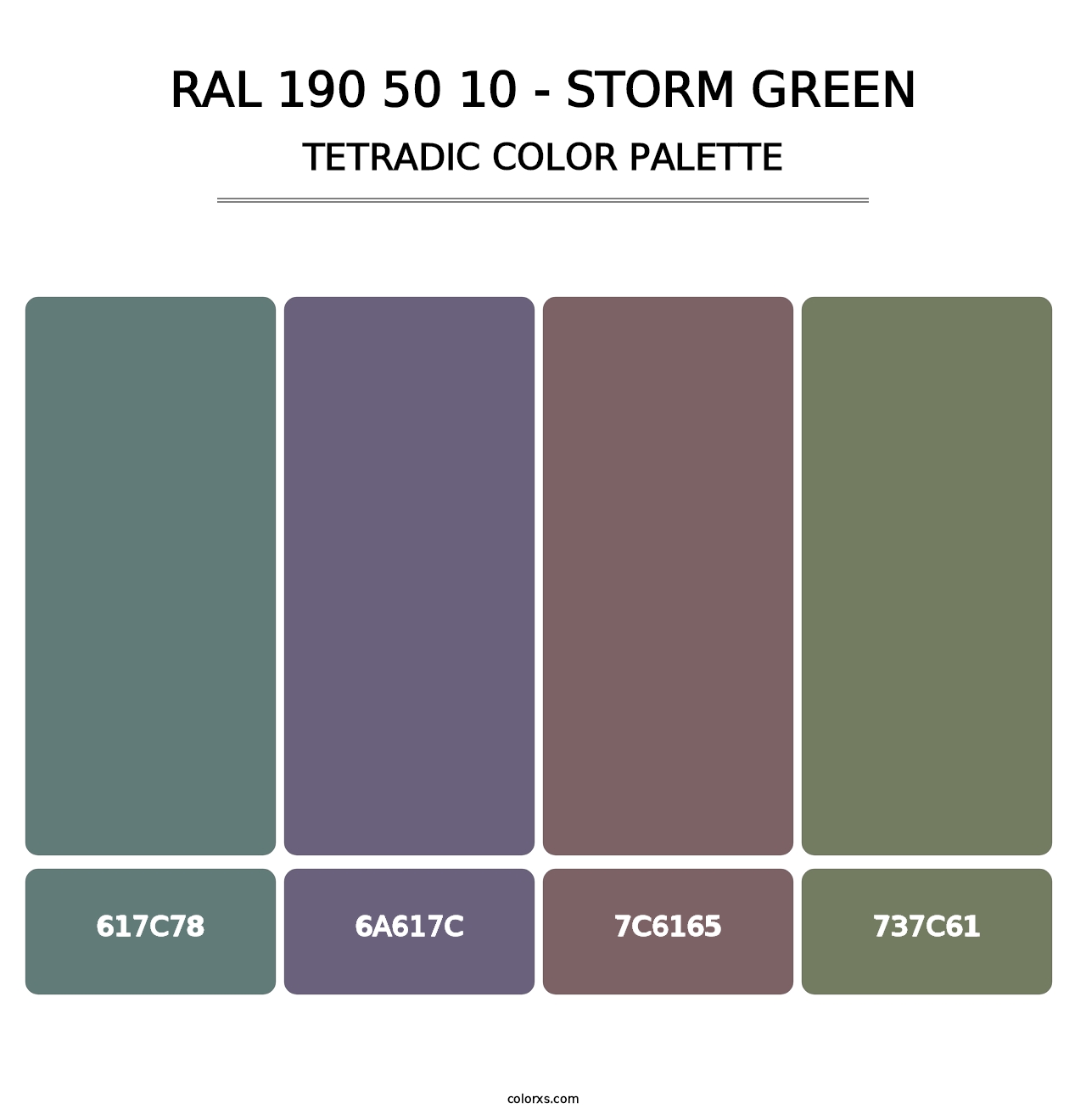 RAL 190 50 10 - Storm Green - Tetradic Color Palette