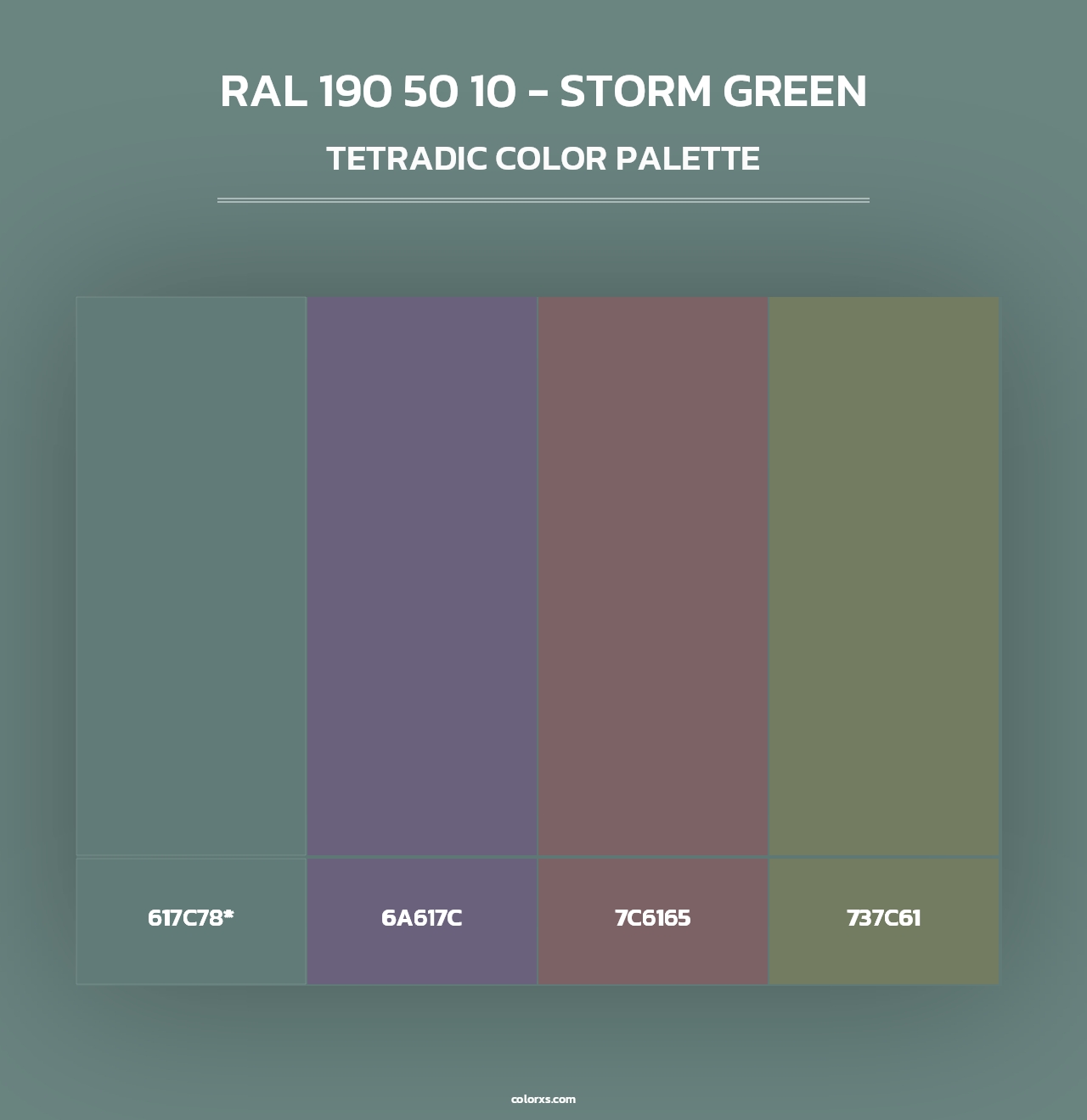 RAL 190 50 10 - Storm Green - Tetradic Color Palette