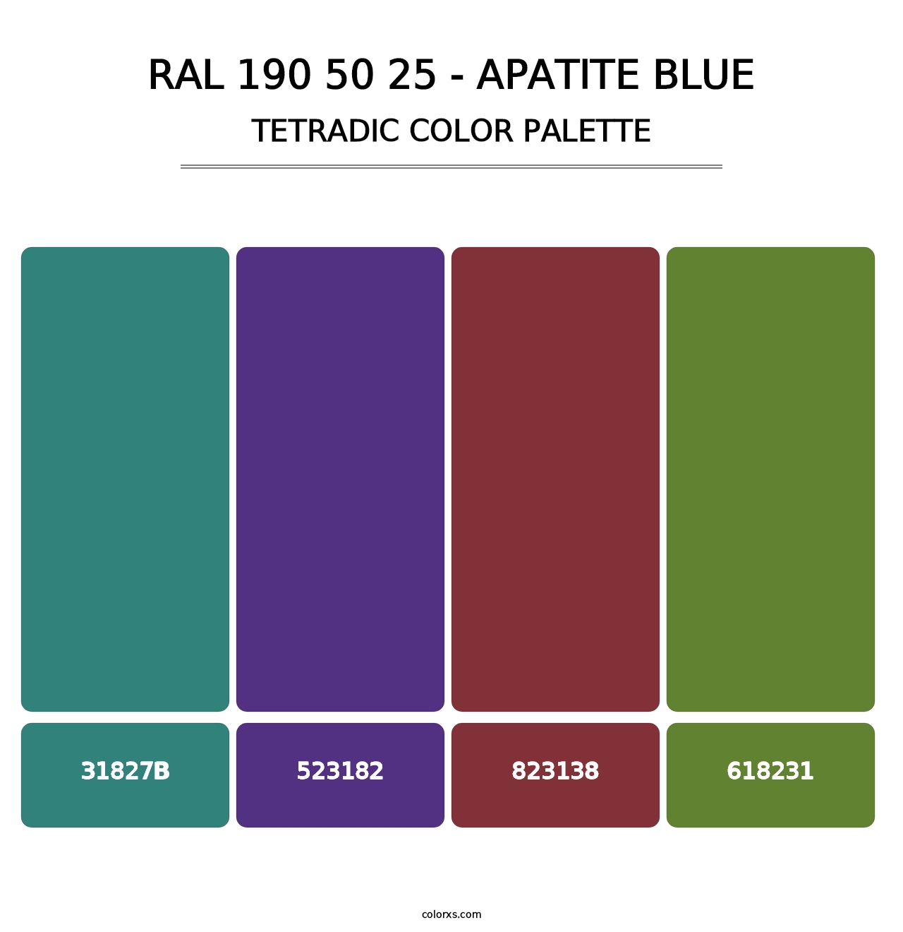 RAL 190 50 25 - Apatite Blue - Tetradic Color Palette