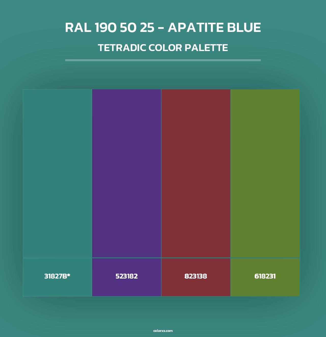 RAL 190 50 25 - Apatite Blue - Tetradic Color Palette