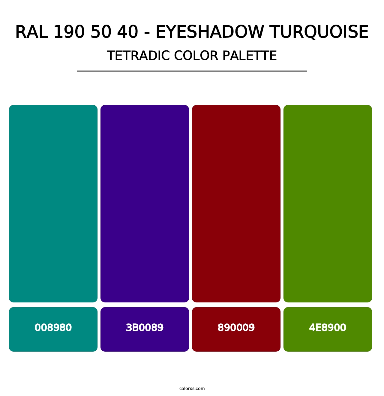 RAL 190 50 40 - Eyeshadow Turquoise - Tetradic Color Palette