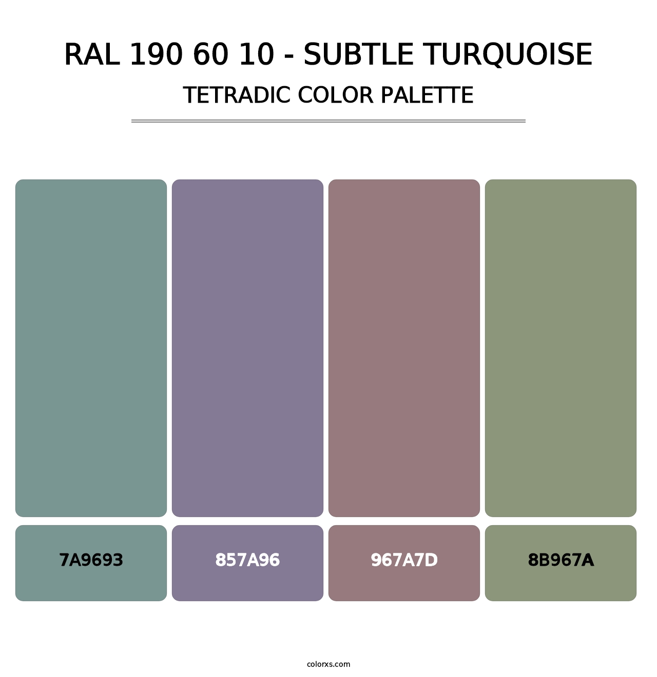 RAL 190 60 10 - Subtle Turquoise - Tetradic Color Palette