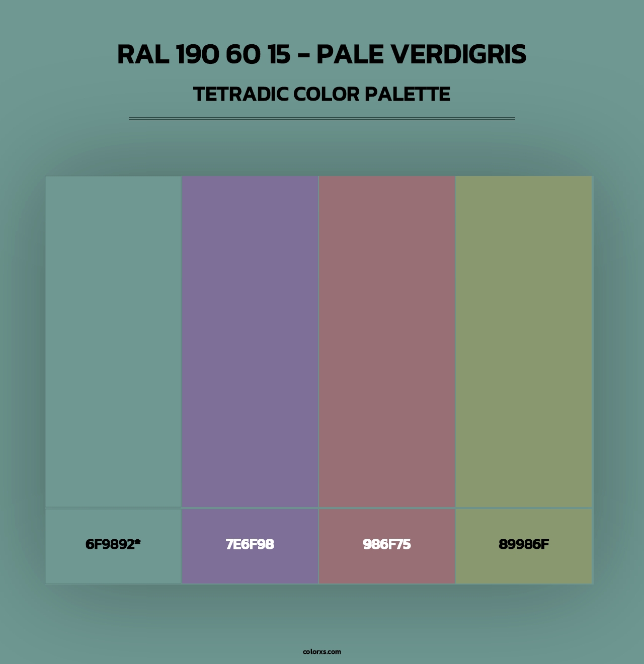 RAL 190 60 15 - Pale Verdigris - Tetradic Color Palette
