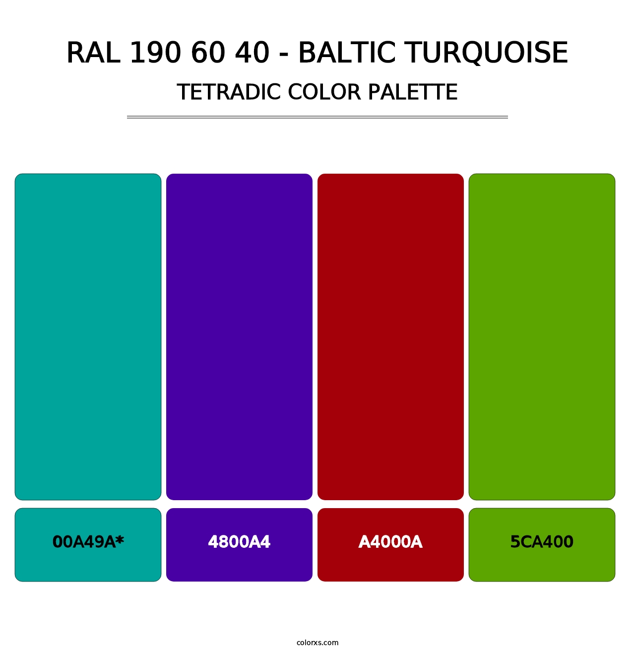 RAL 190 60 40 - Baltic Turquoise - Tetradic Color Palette
