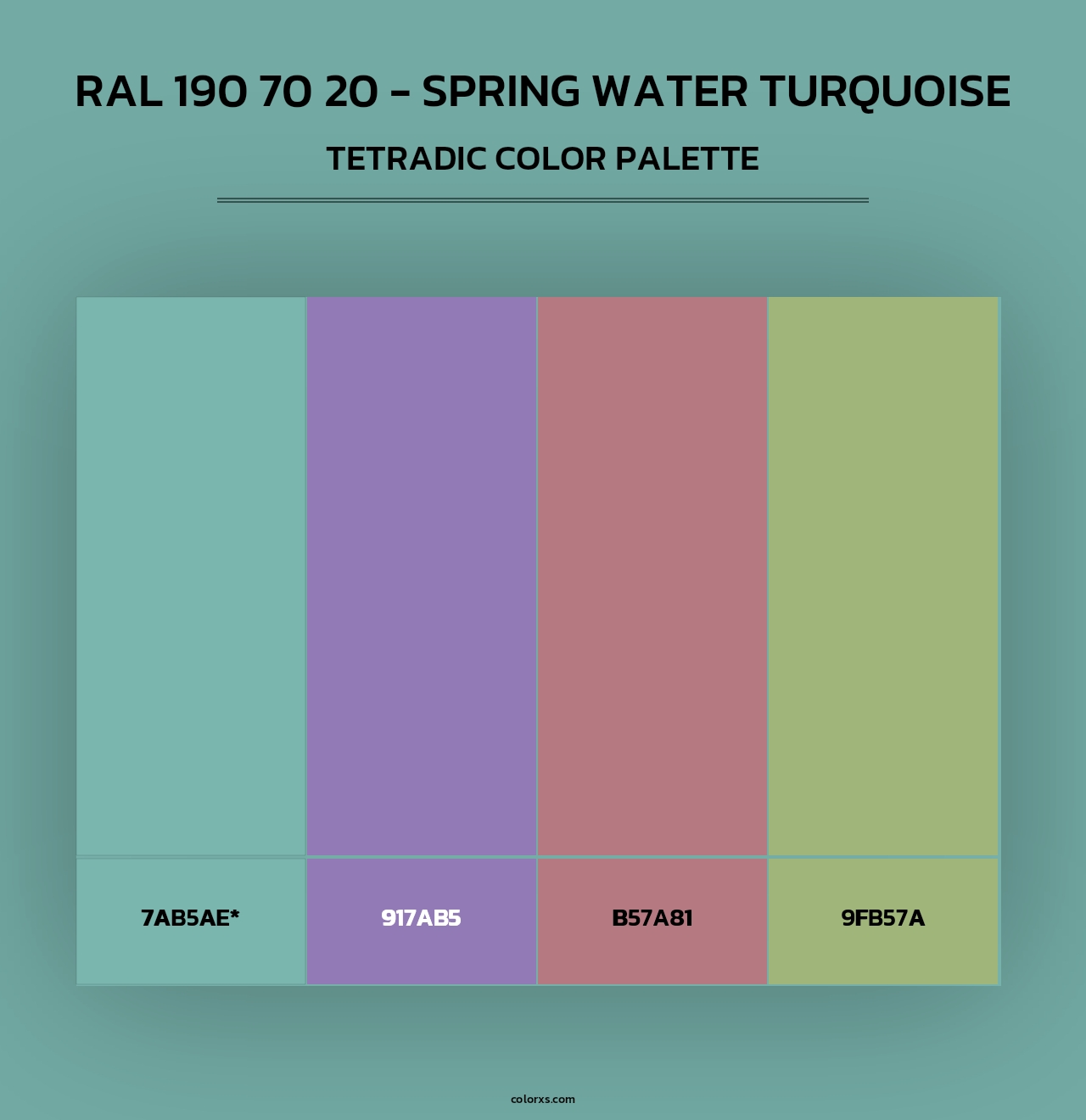 RAL 190 70 20 - Spring Water Turquoise - Tetradic Color Palette