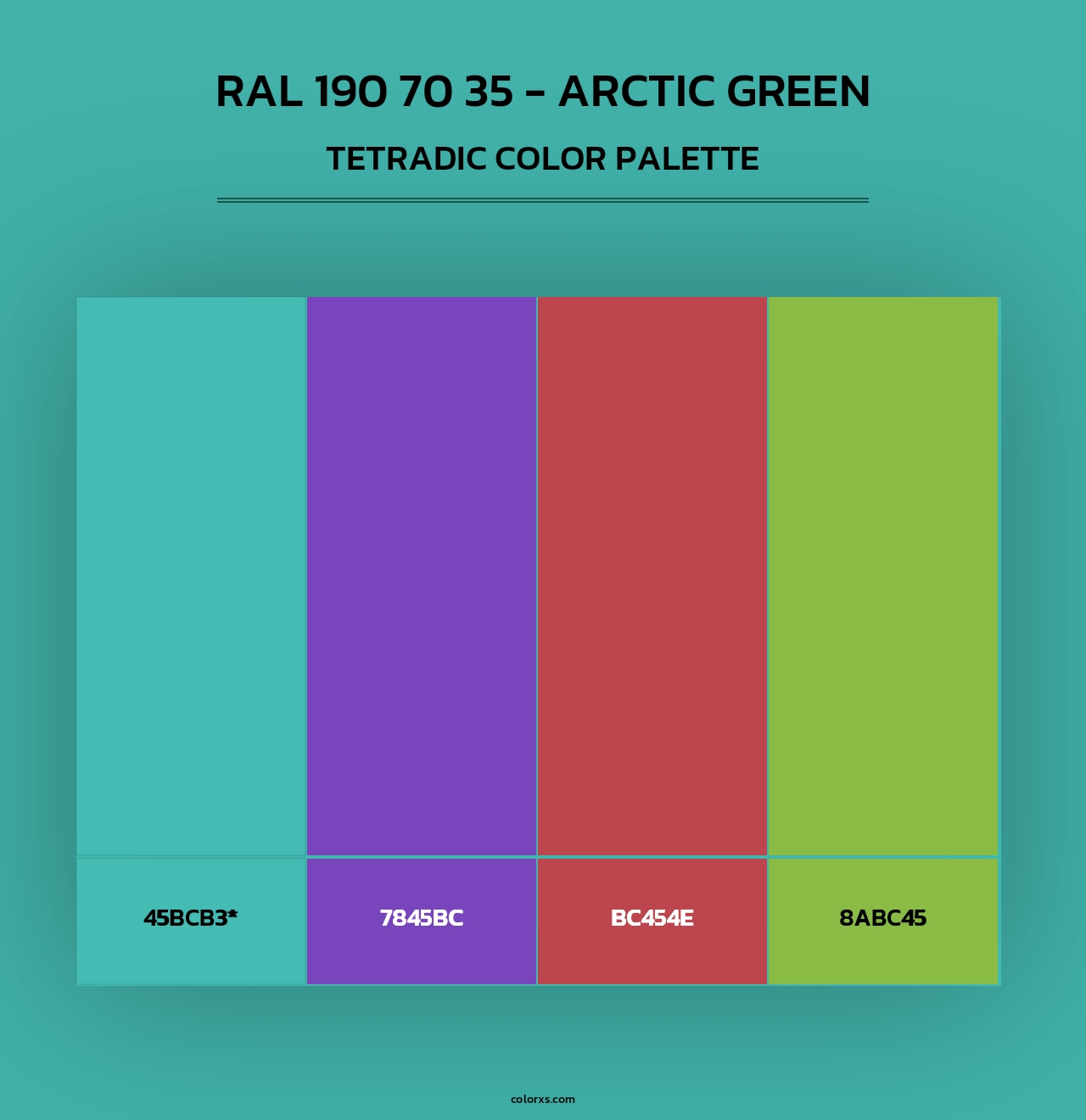 RAL 190 70 35 - Arctic Green - Tetradic Color Palette