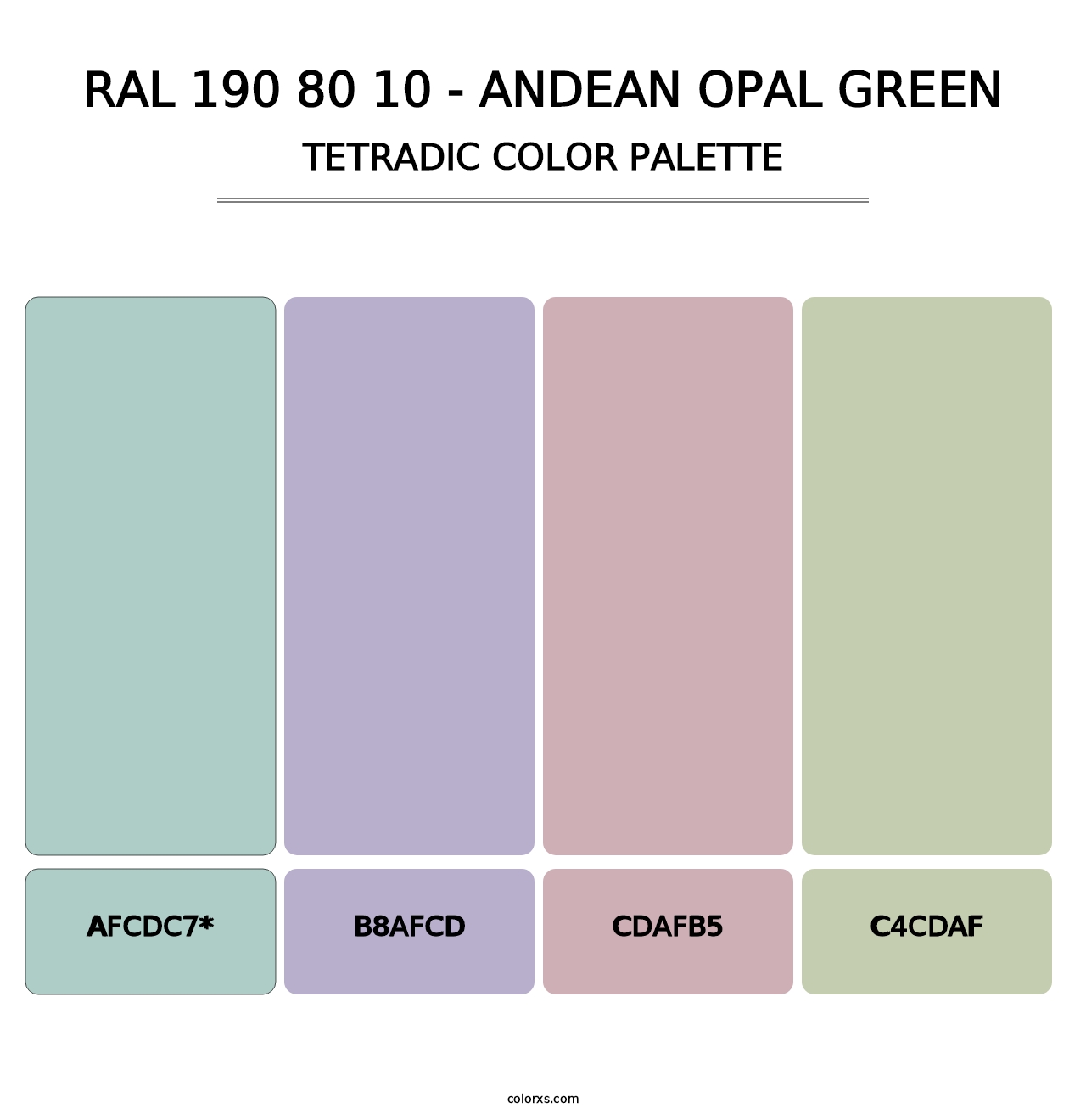 RAL 190 80 10 - Andean Opal Green - Tetradic Color Palette