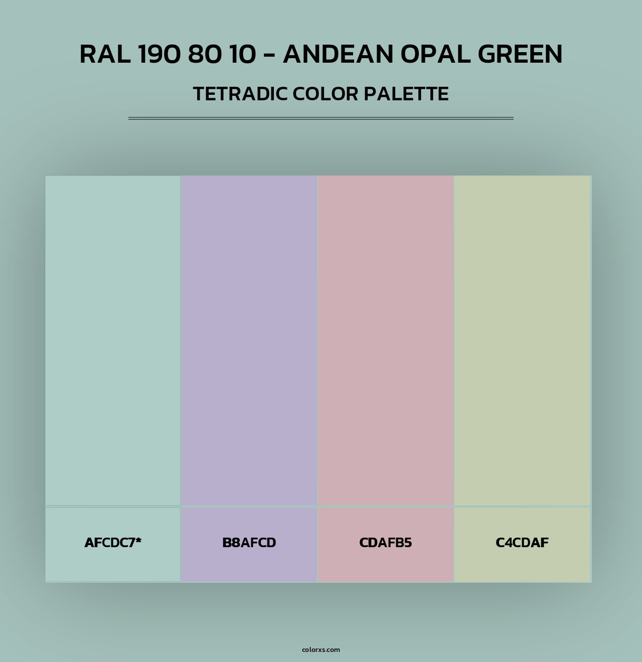 RAL 190 80 10 - Andean Opal Green - Tetradic Color Palette