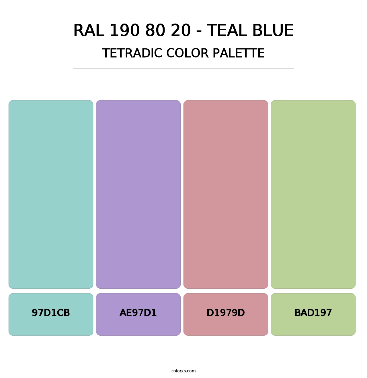 RAL 190 80 20 - Teal Blue - Tetradic Color Palette