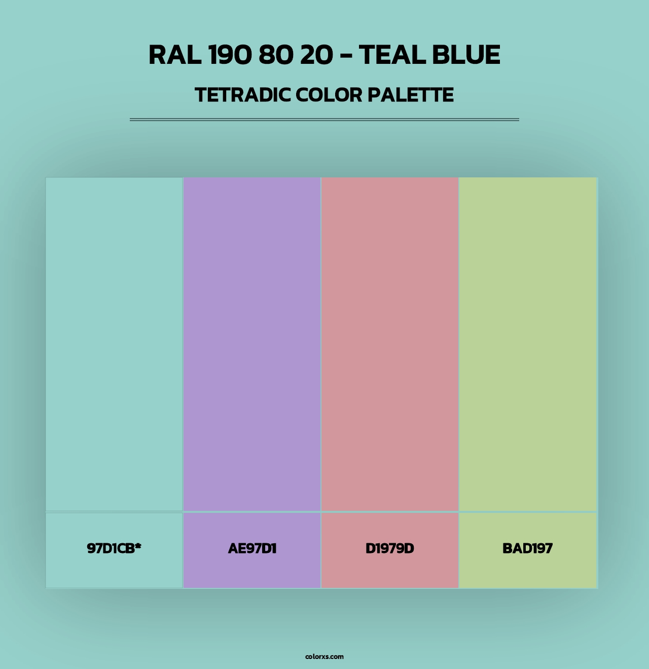 RAL 190 80 20 - Teal Blue - Tetradic Color Palette
