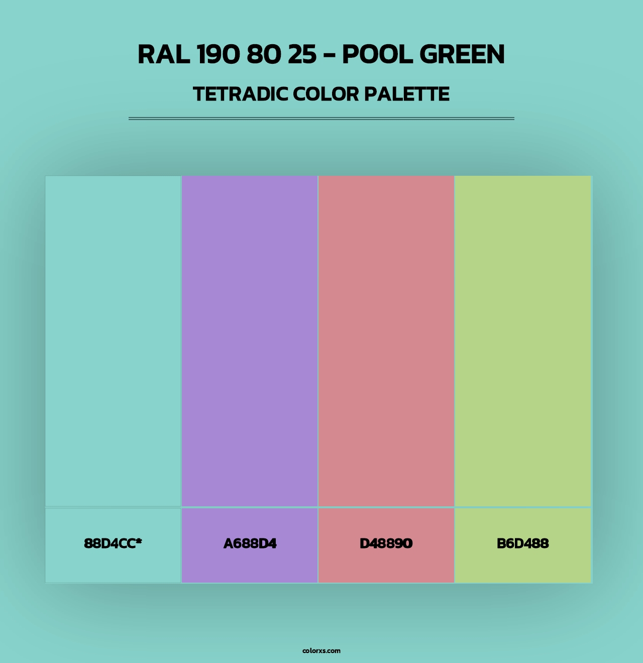 RAL 190 80 25 - Pool Green - Tetradic Color Palette