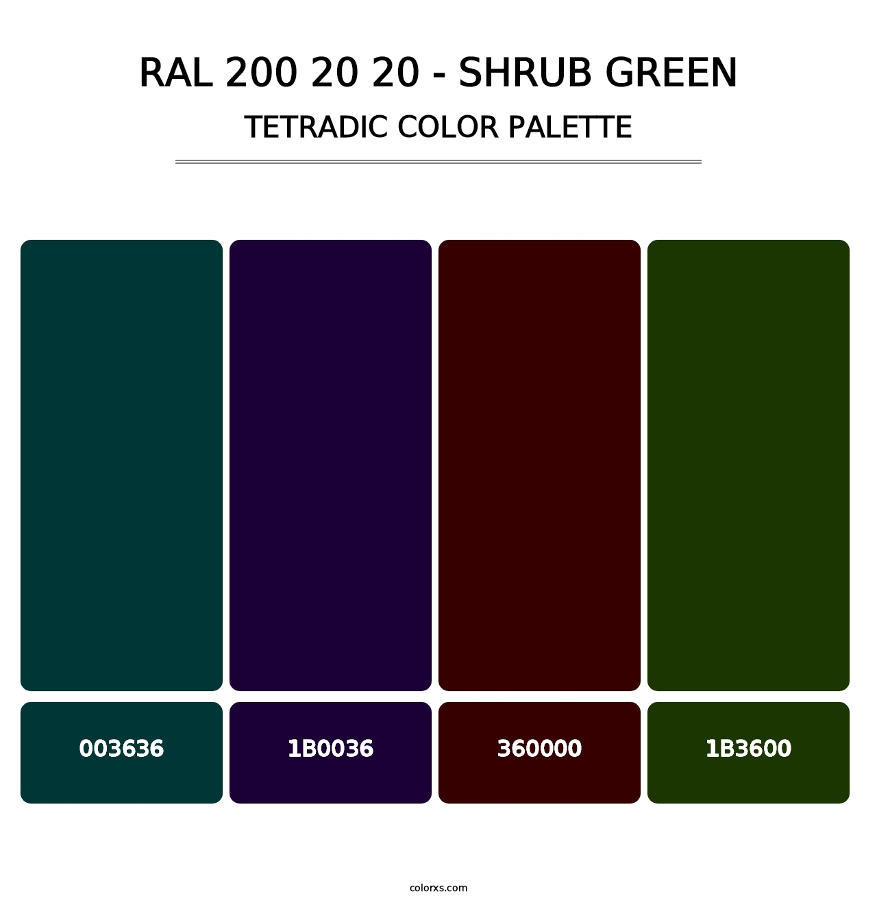 RAL 200 20 20 - Shrub Green - Tetradic Color Palette