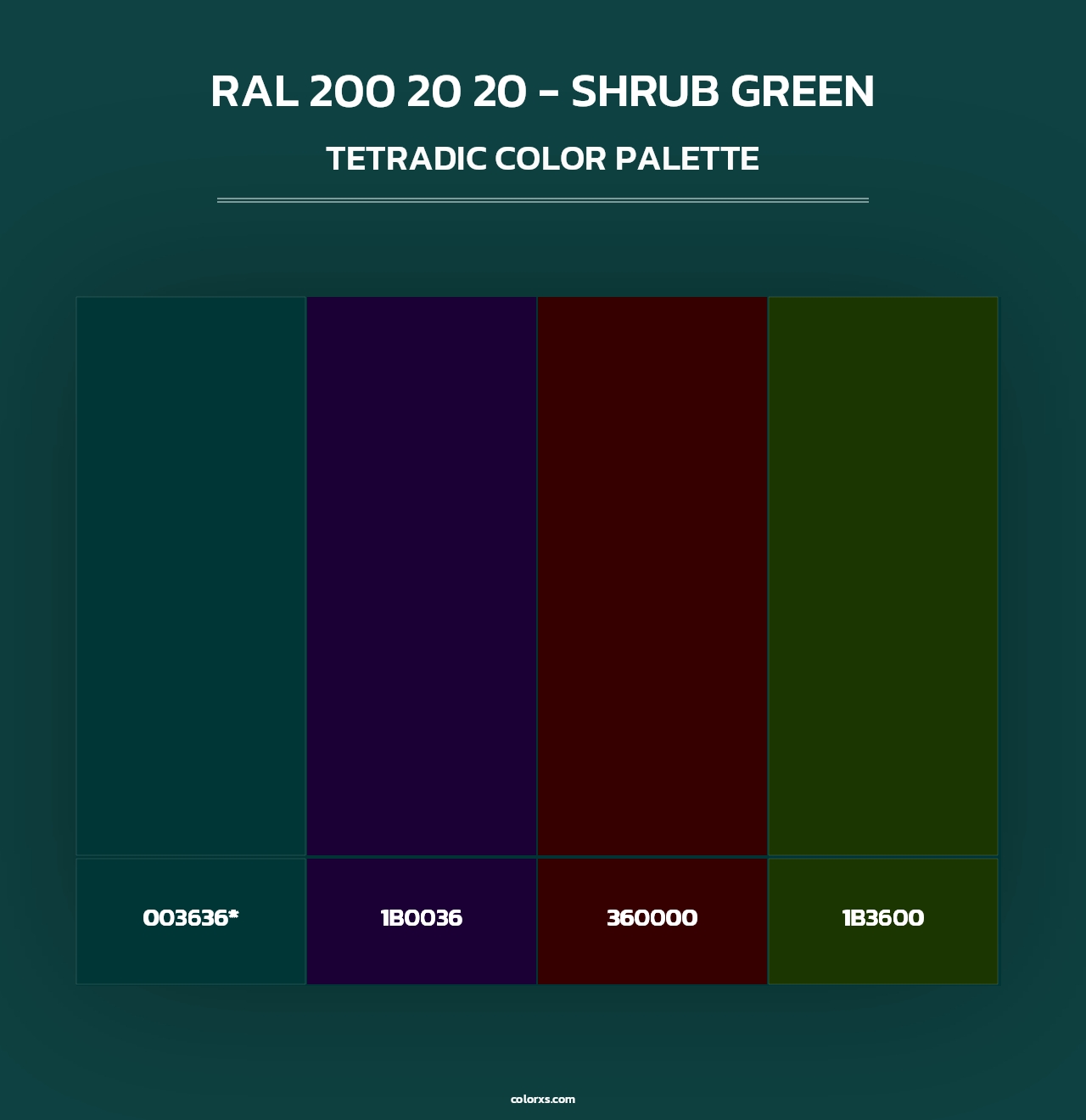 RAL 200 20 20 - Shrub Green - Tetradic Color Palette