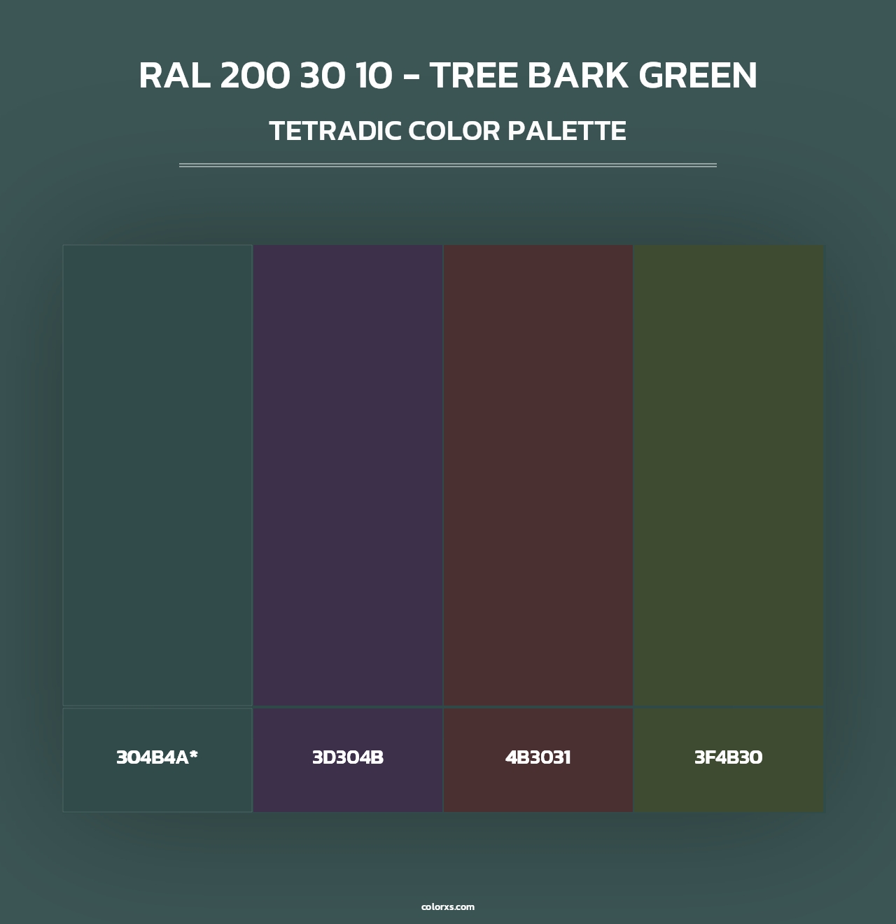 RAL 200 30 10 - Tree Bark Green - Tetradic Color Palette