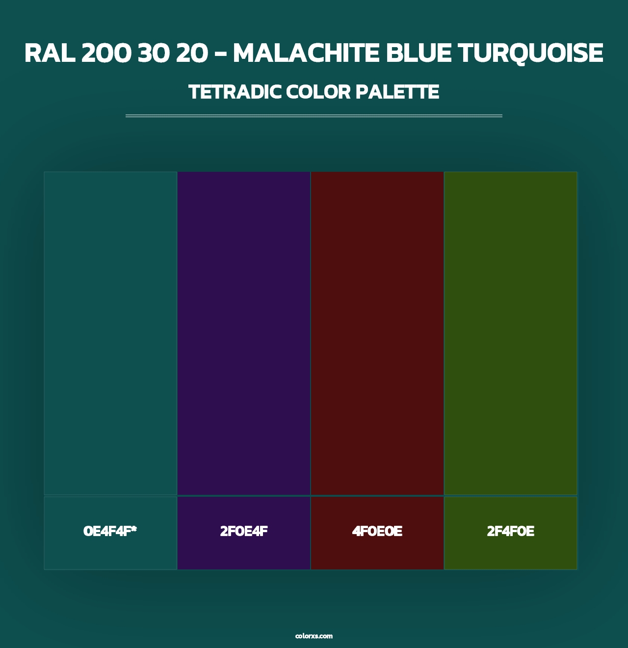 RAL 200 30 20 - Malachite Blue Turquoise - Tetradic Color Palette
