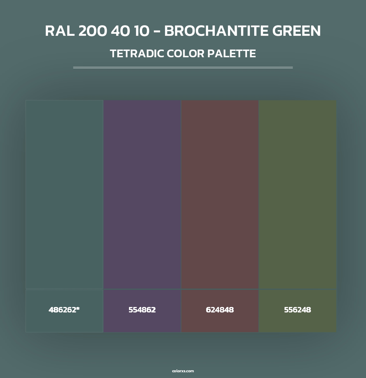 RAL 200 40 10 - Brochantite Green - Tetradic Color Palette
