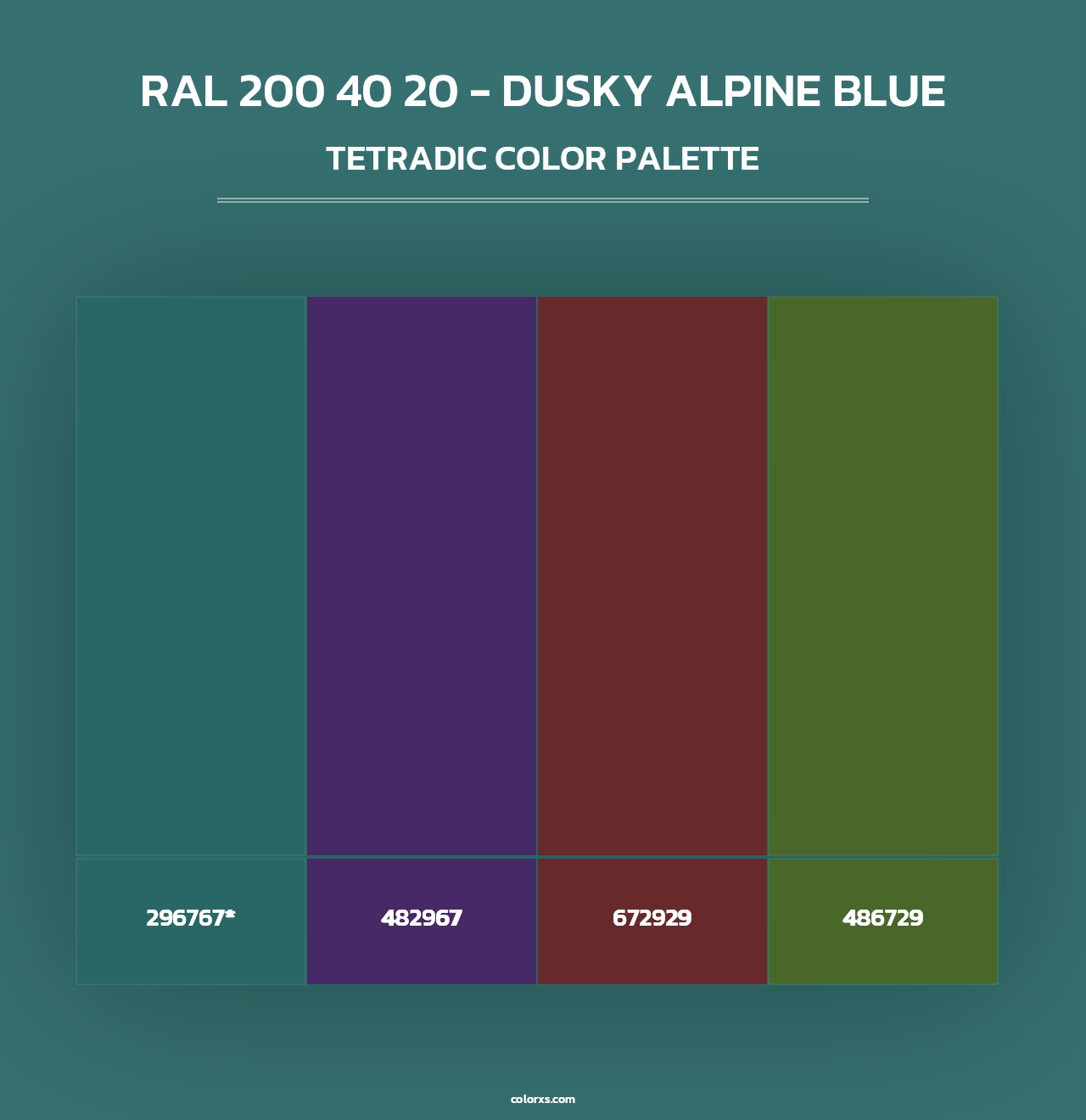 RAL 200 40 20 - Dusky Alpine Blue - Tetradic Color Palette