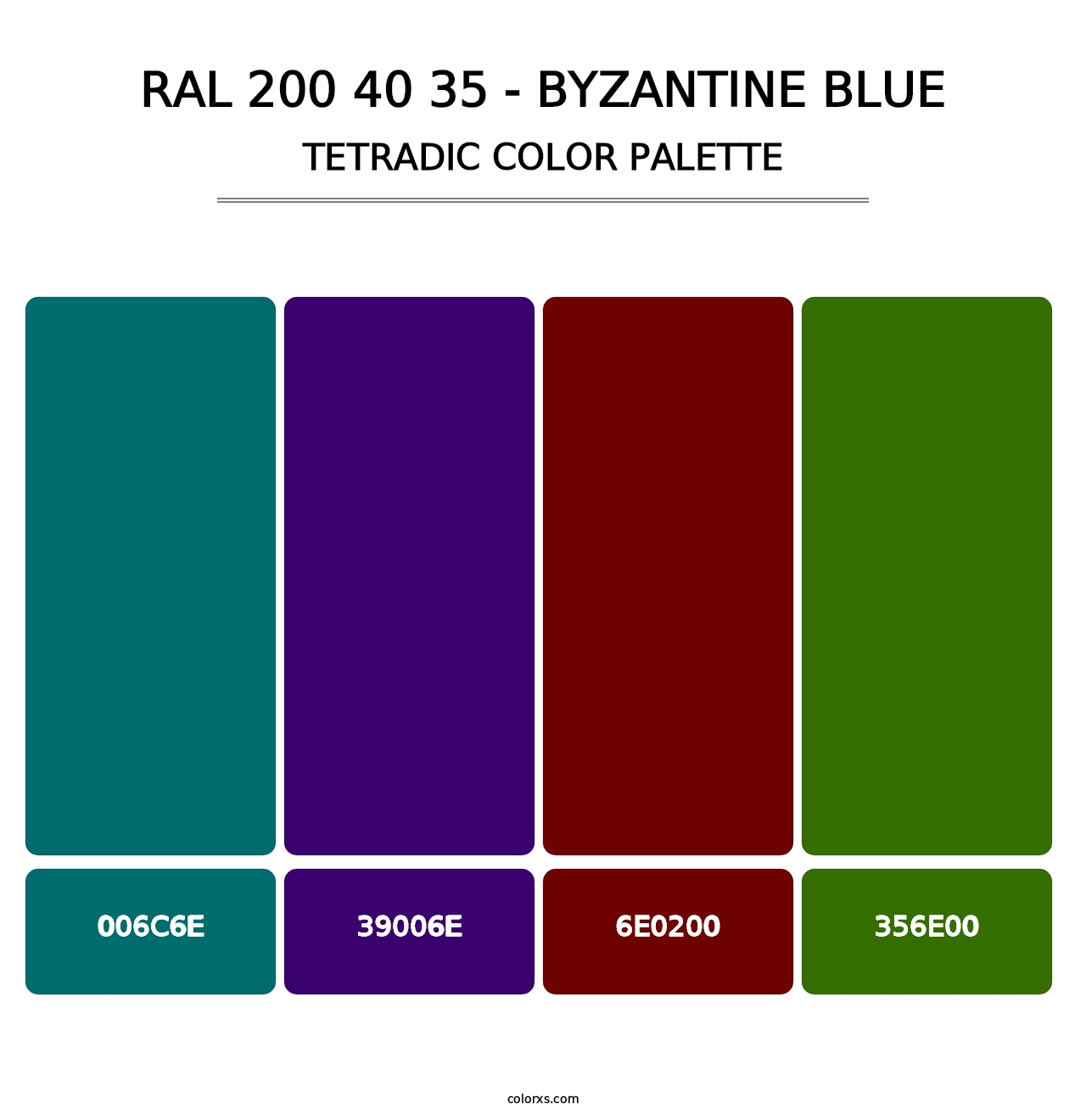 RAL 200 40 35 - Byzantine Blue - Tetradic Color Palette