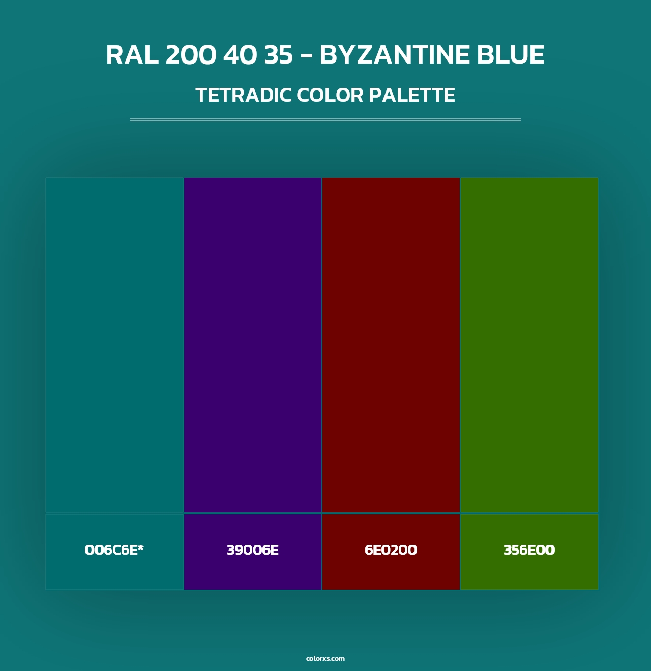 RAL 200 40 35 - Byzantine Blue - Tetradic Color Palette