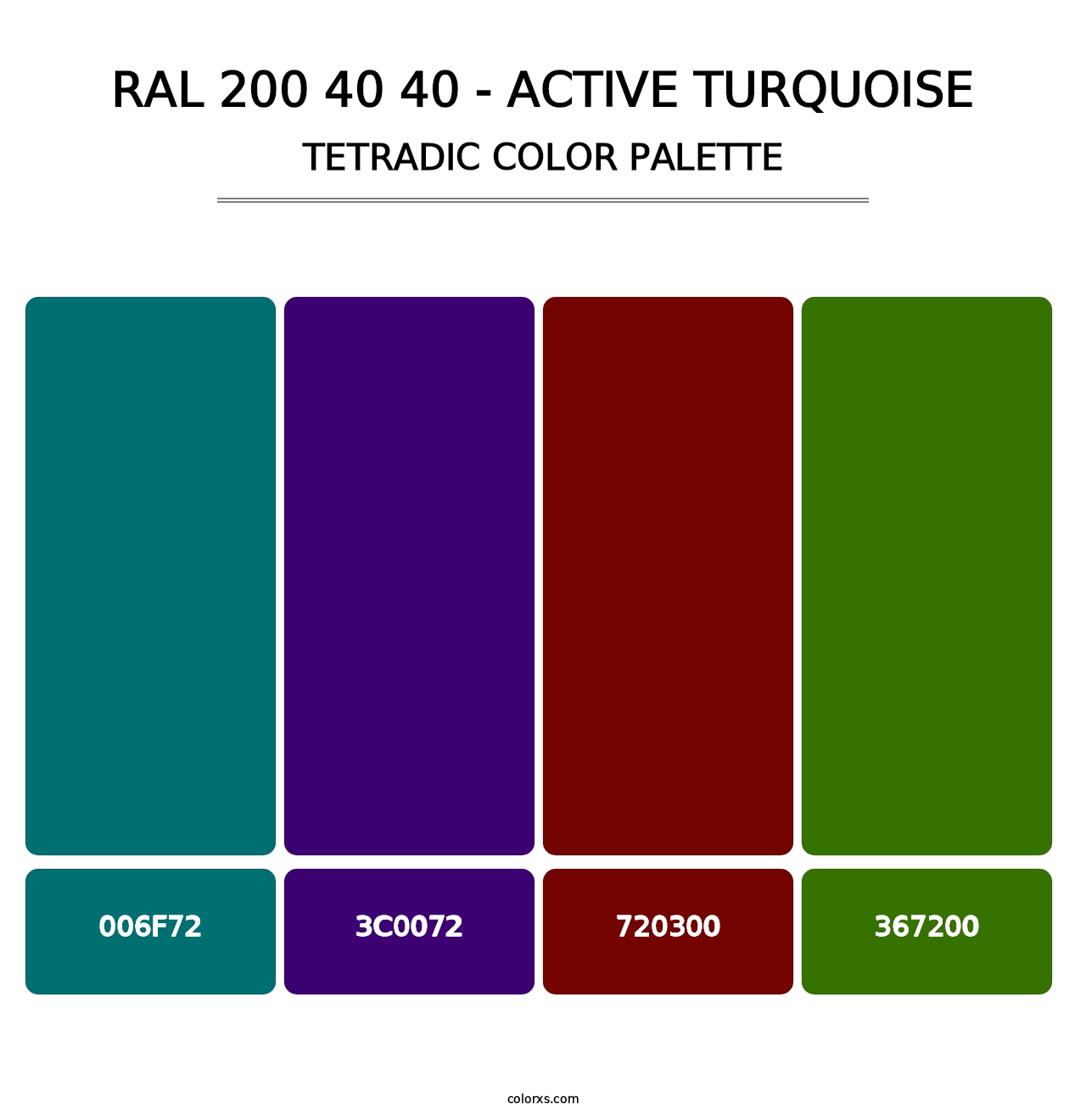 RAL 200 40 40 - Active Turquoise - Tetradic Color Palette