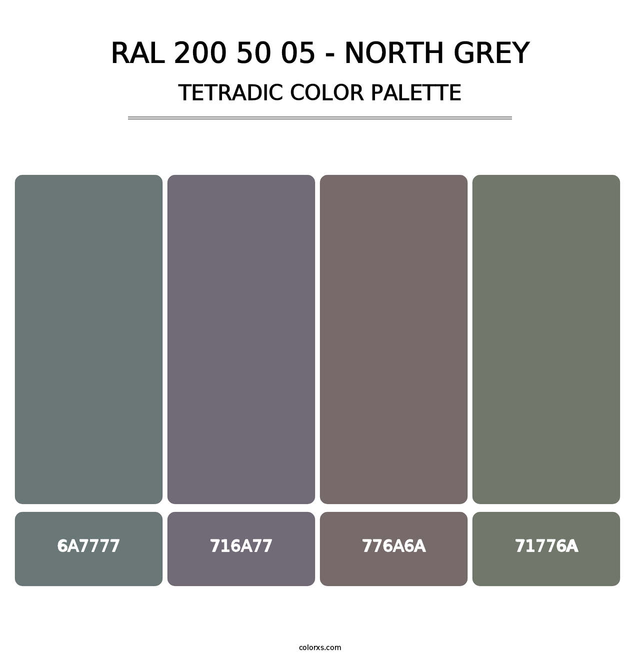 RAL 200 50 05 - North Grey - Tetradic Color Palette