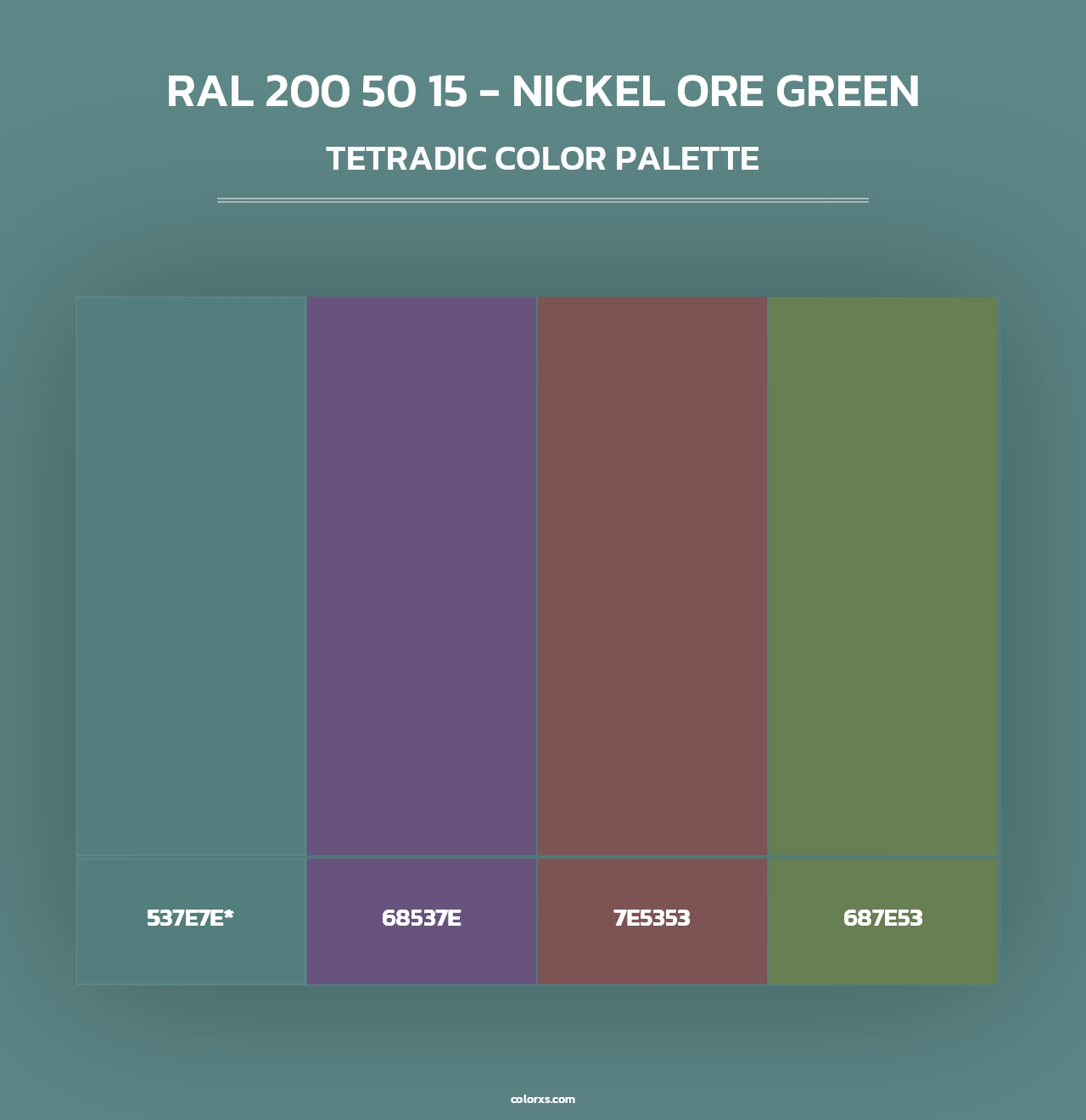 RAL 200 50 15 - Nickel Ore Green - Tetradic Color Palette