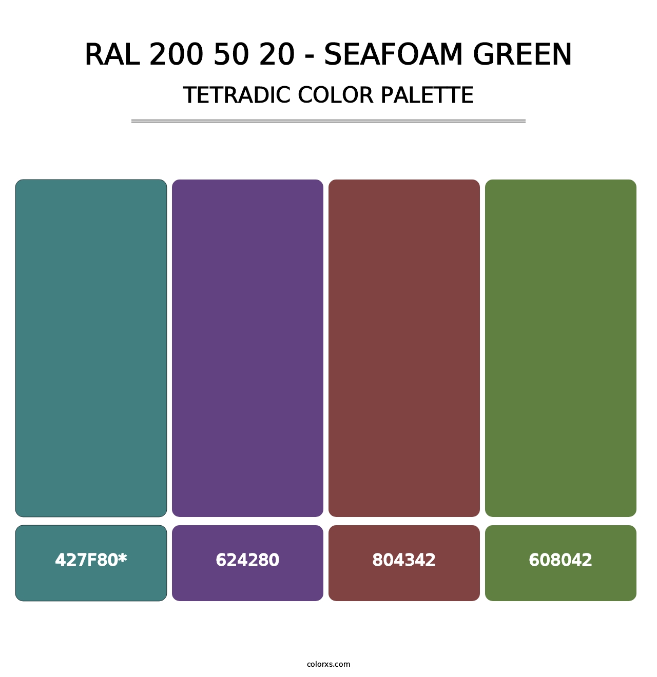 RAL 200 50 20 - Seafoam Green - Tetradic Color Palette