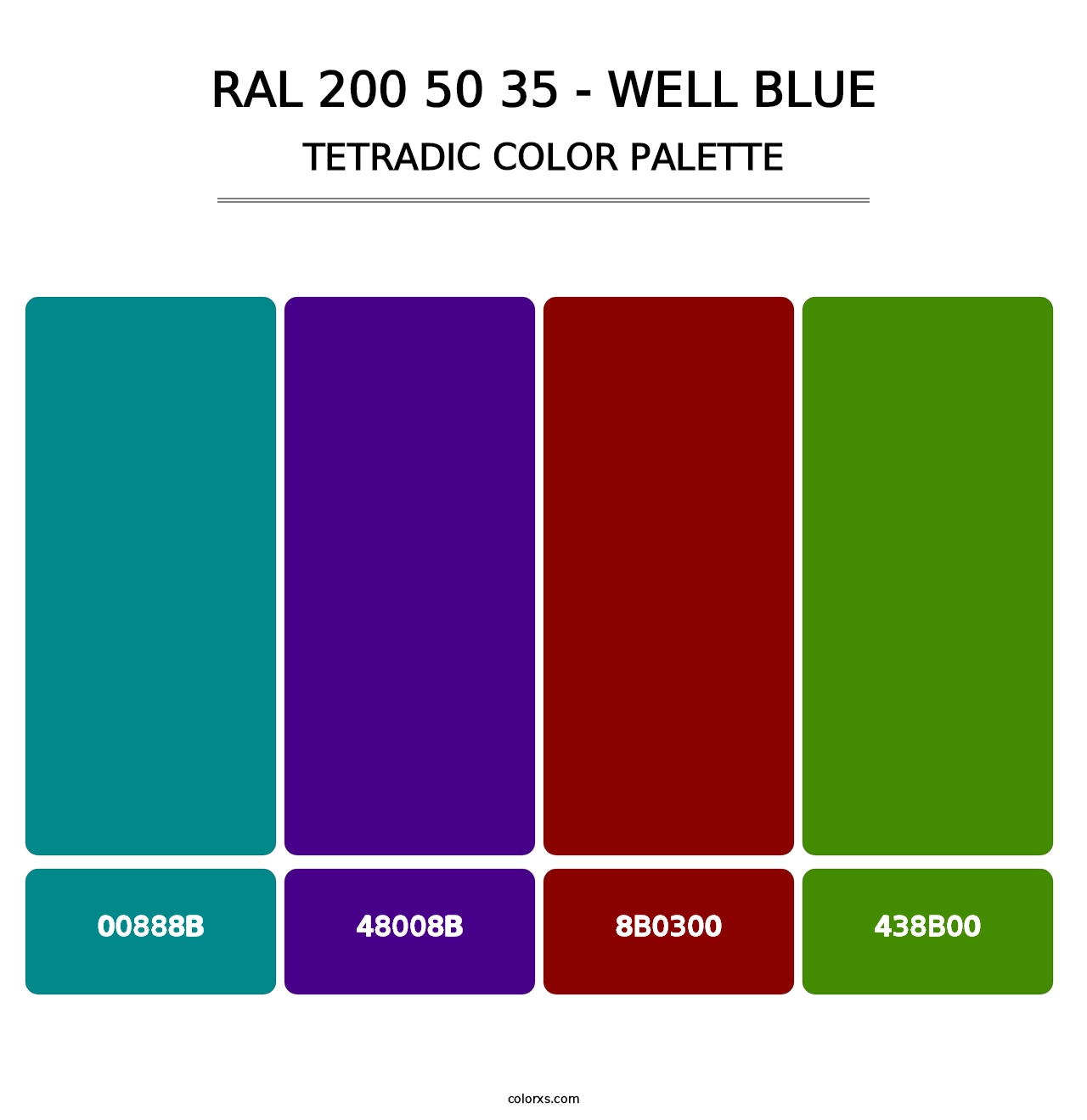 RAL 200 50 35 - Well Blue - Tetradic Color Palette