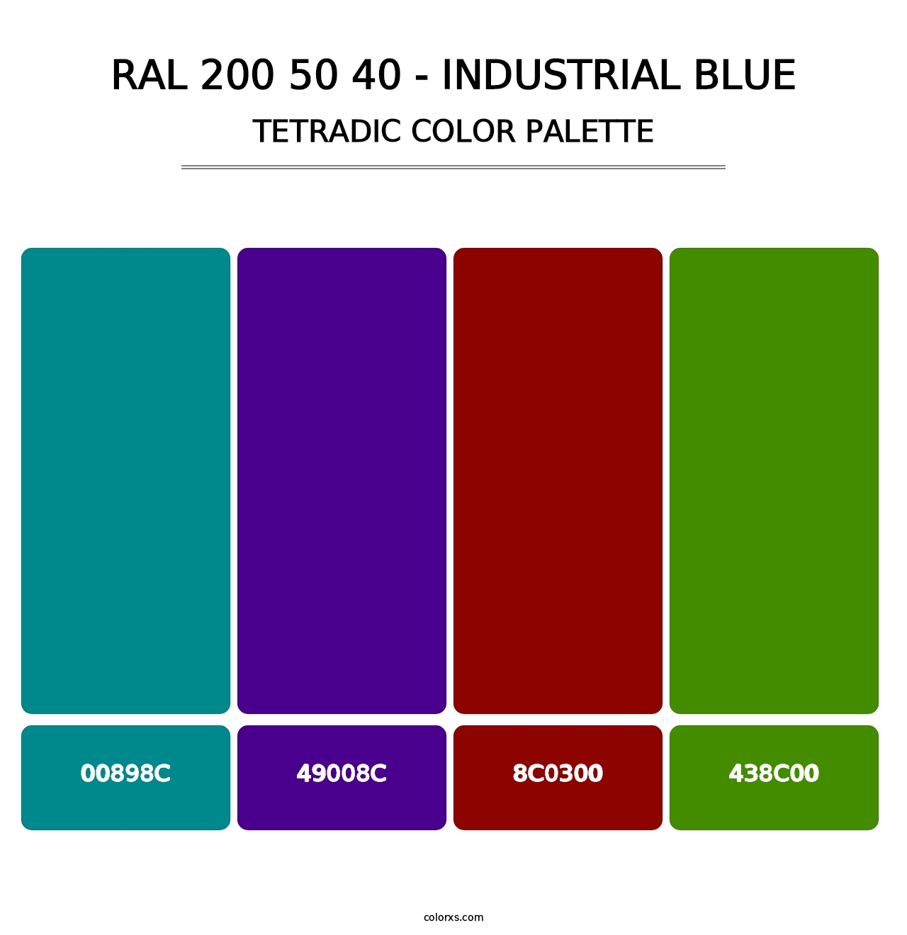 RAL 200 50 40 - Industrial Blue - Tetradic Color Palette