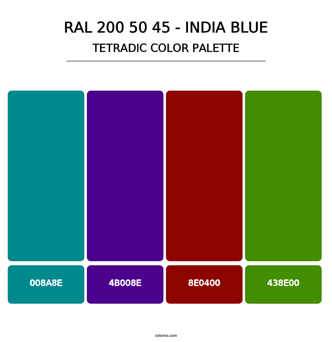 RAL 200 50 45 - India Blue - Tetradic Color Palette