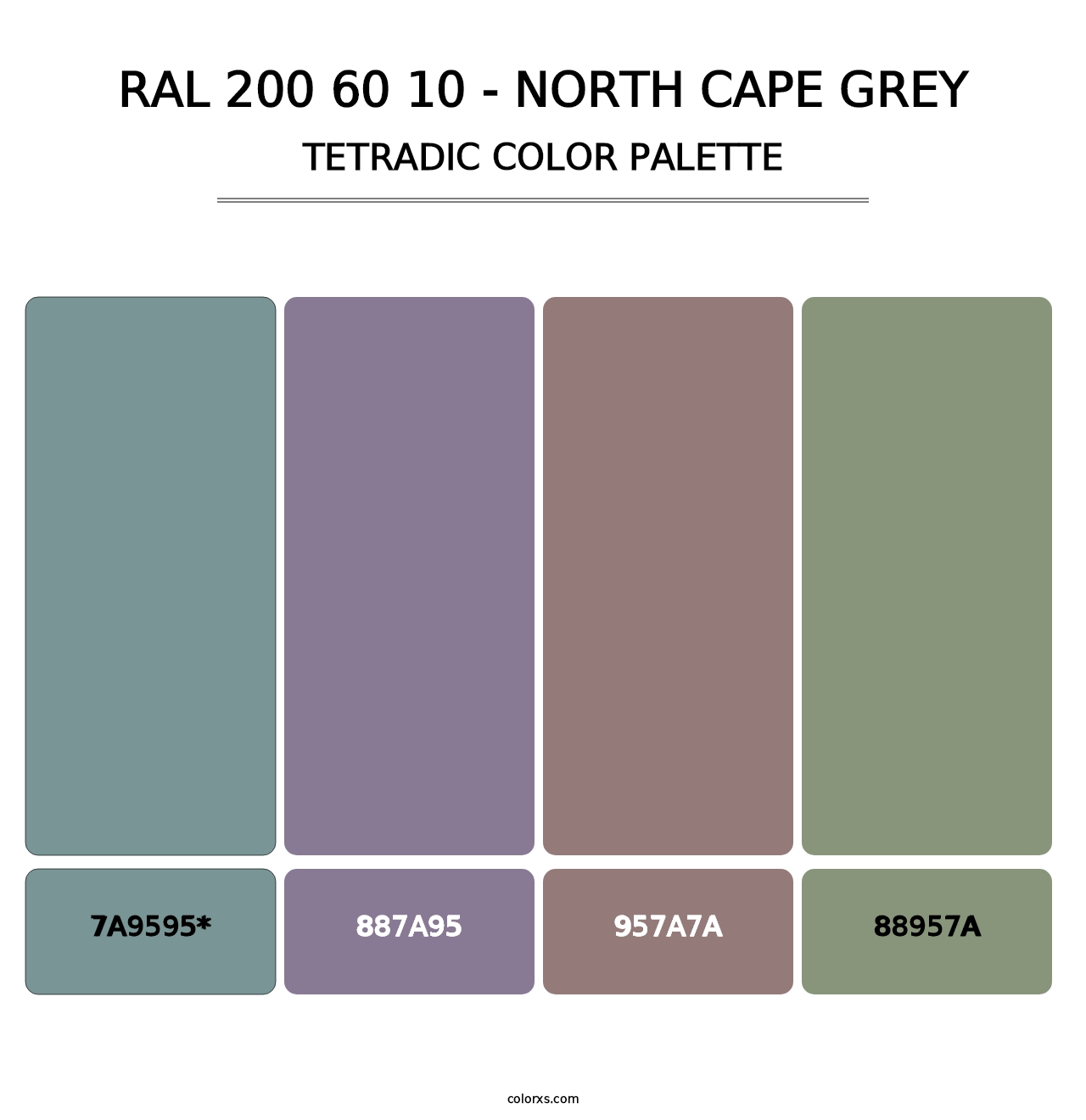 RAL 200 60 10 - North Cape Grey - Tetradic Color Palette