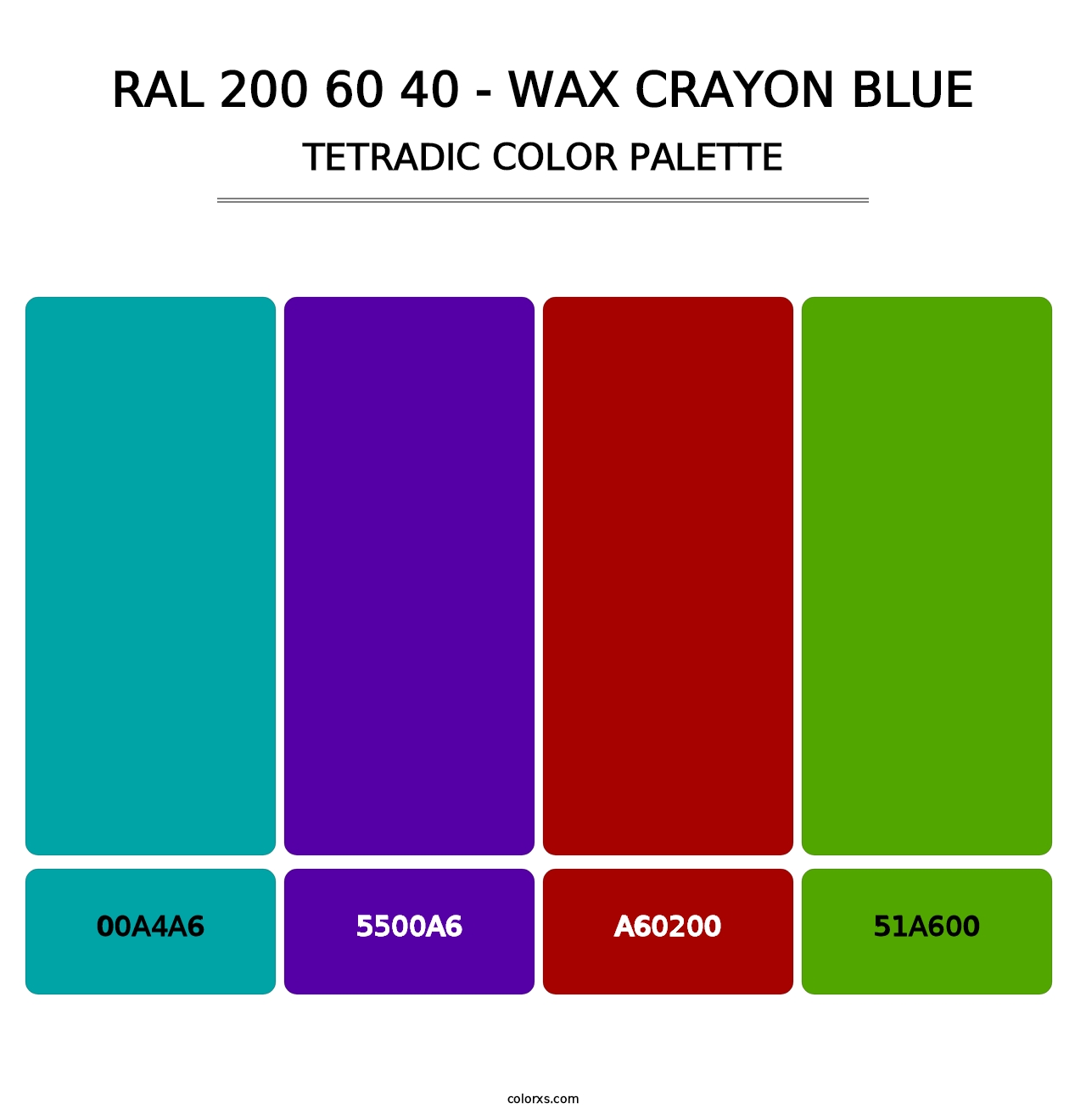 RAL 200 60 40 - Wax Crayon Blue - Tetradic Color Palette