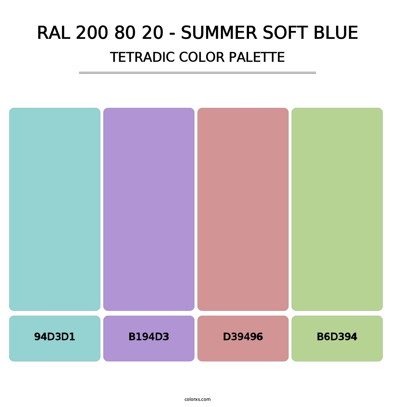RAL 200 80 20 - Summer Soft Blue - Tetradic Color Palette